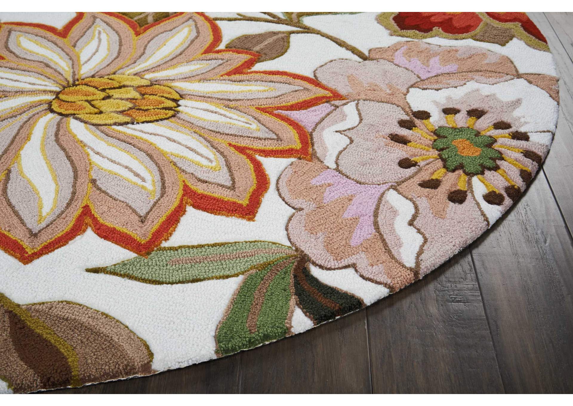 Nourison Fantasy FA18 White Multicolor 8' Round Rug,Nourison