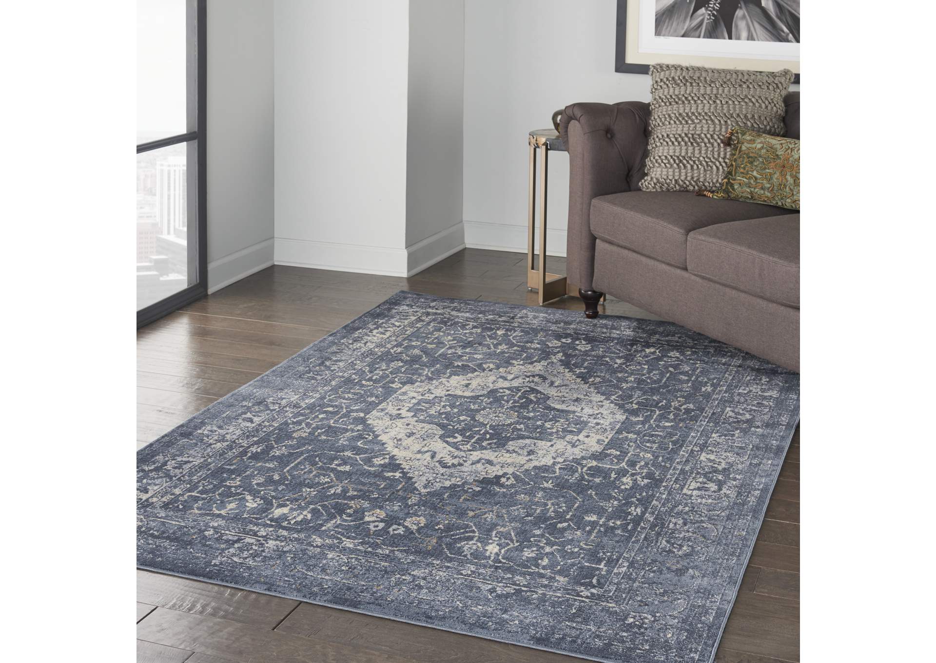 Malta by kathy ireland Home MAI11 Navy 4'x6' Area Rug,Nourison