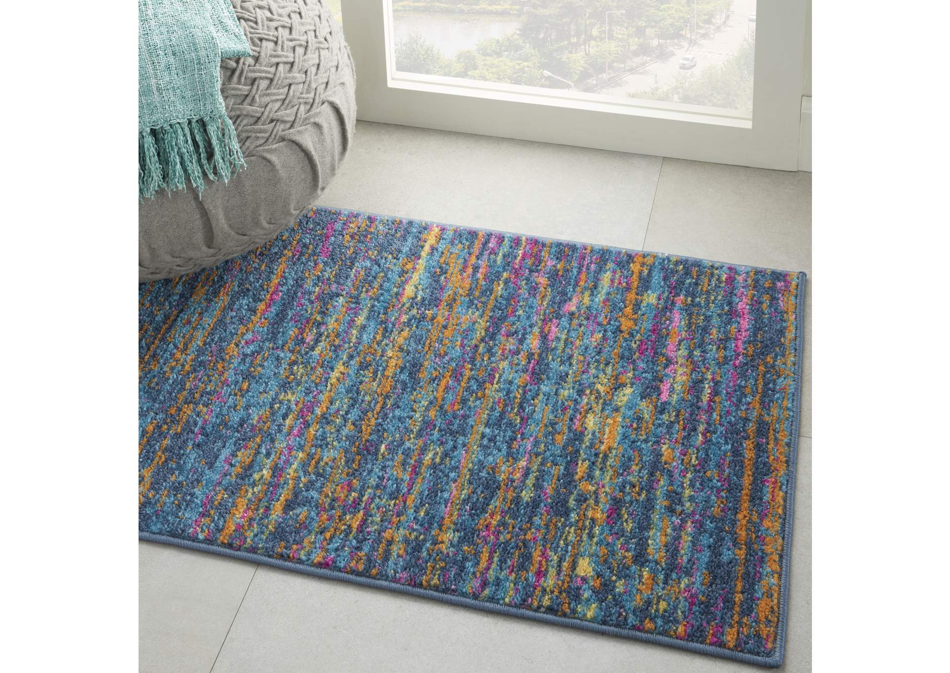 Nourison Passion 2'x3' Blue Multicolor Area Rug,Nourison