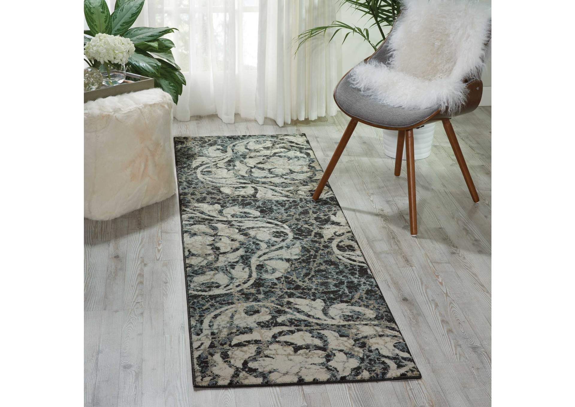 Nourison Maxell MAE10 Grey 8' Runner Hallway Rug,Nourison