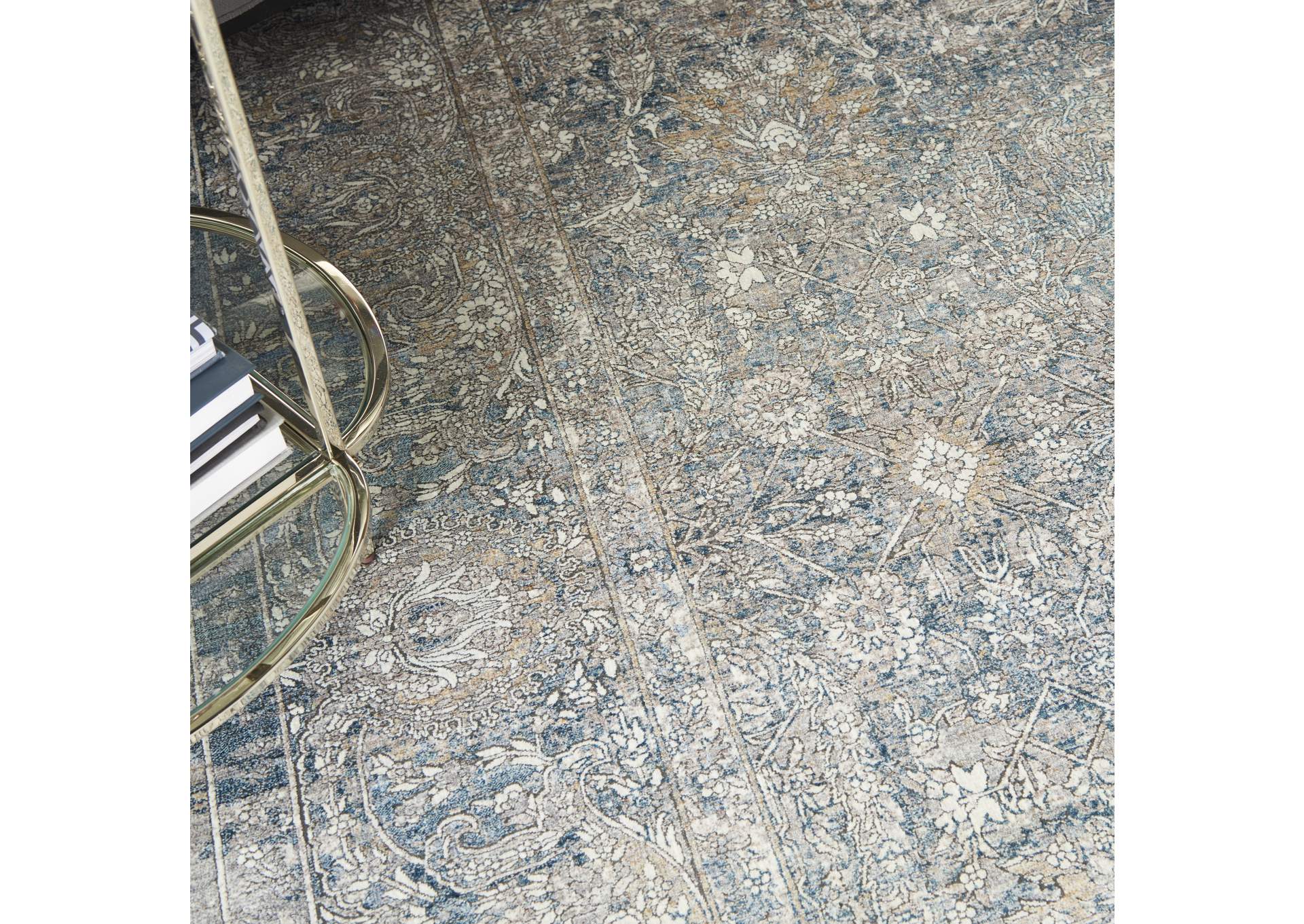 Nourison Starry Nights 10' x 13' Cream and Blue Vintage Area Rug,Nourison