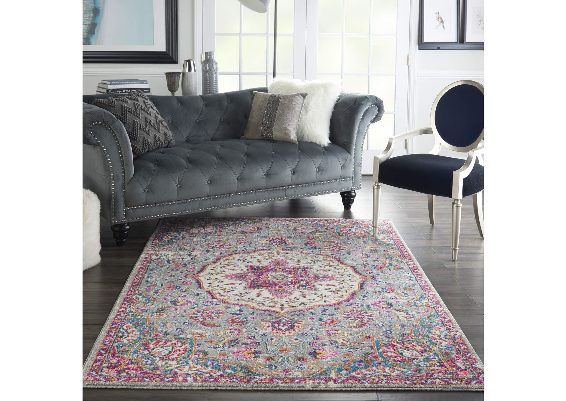 Nourison Passion Bohemian Grey Multi Colored Area Rug,Nourison