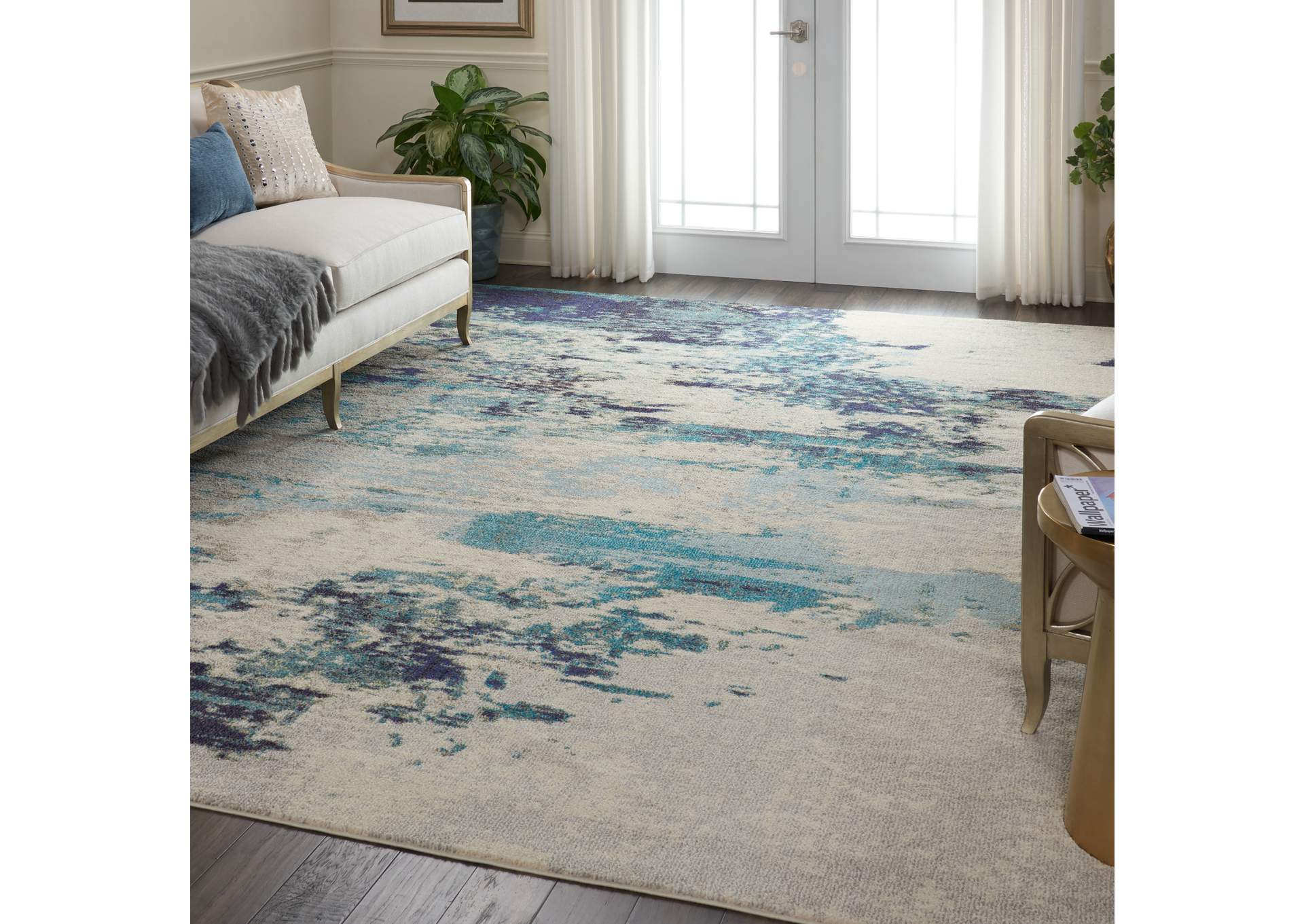 Nourison Celestial CES02 Blue and White 9'x12' Oversized Rug,Nourison