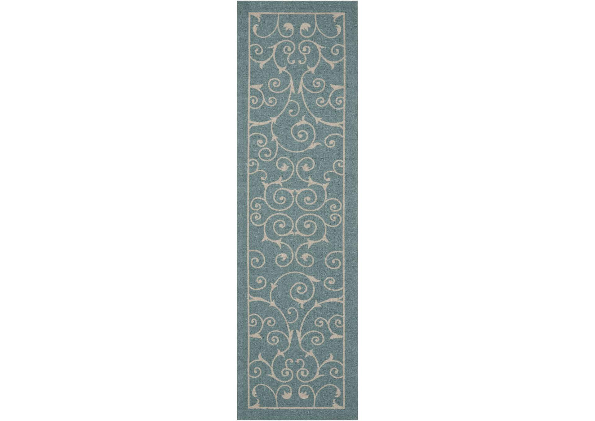 Nourison Home & Garden RS019 Blue 8' Runner Hallway Rug,Nourison