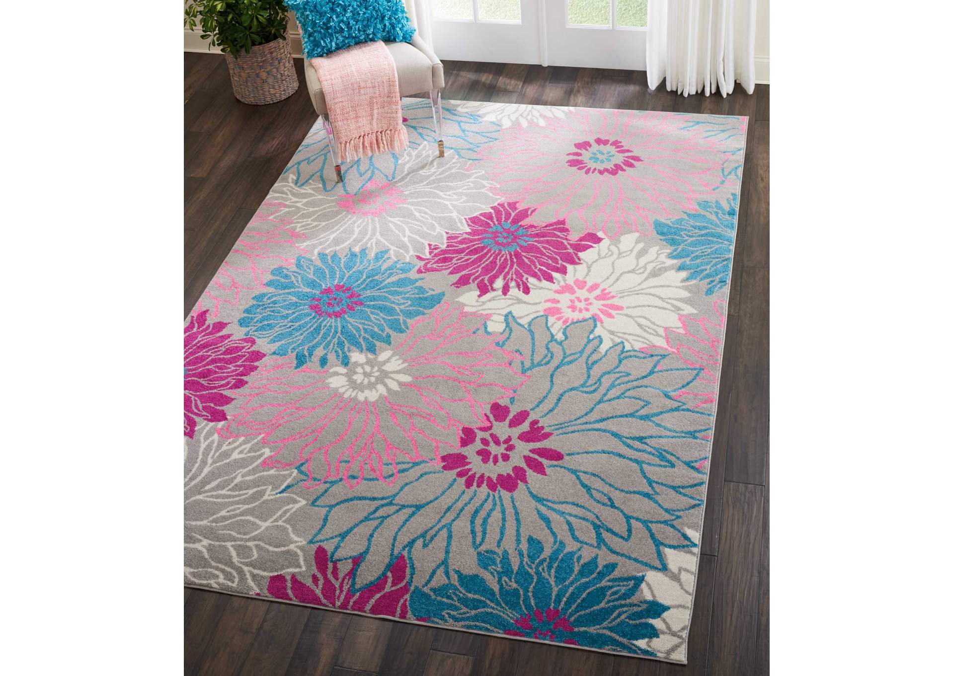 Nourison Passion PSN17 Pink and Grey 7'x10' Large Rug,Nourison