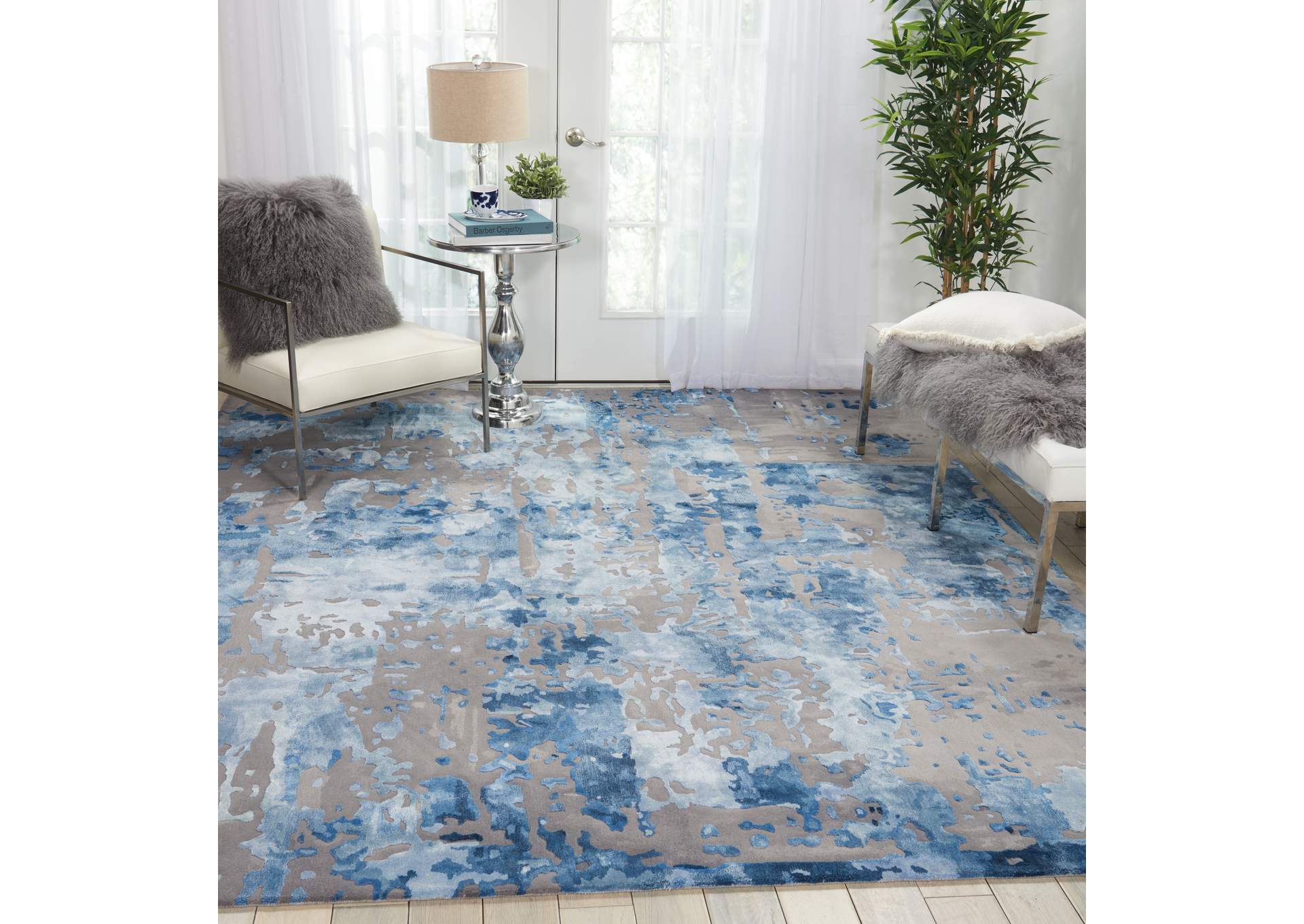 Nourison Prismatic 8'x10' Blue Grey Area Rug,Nourison