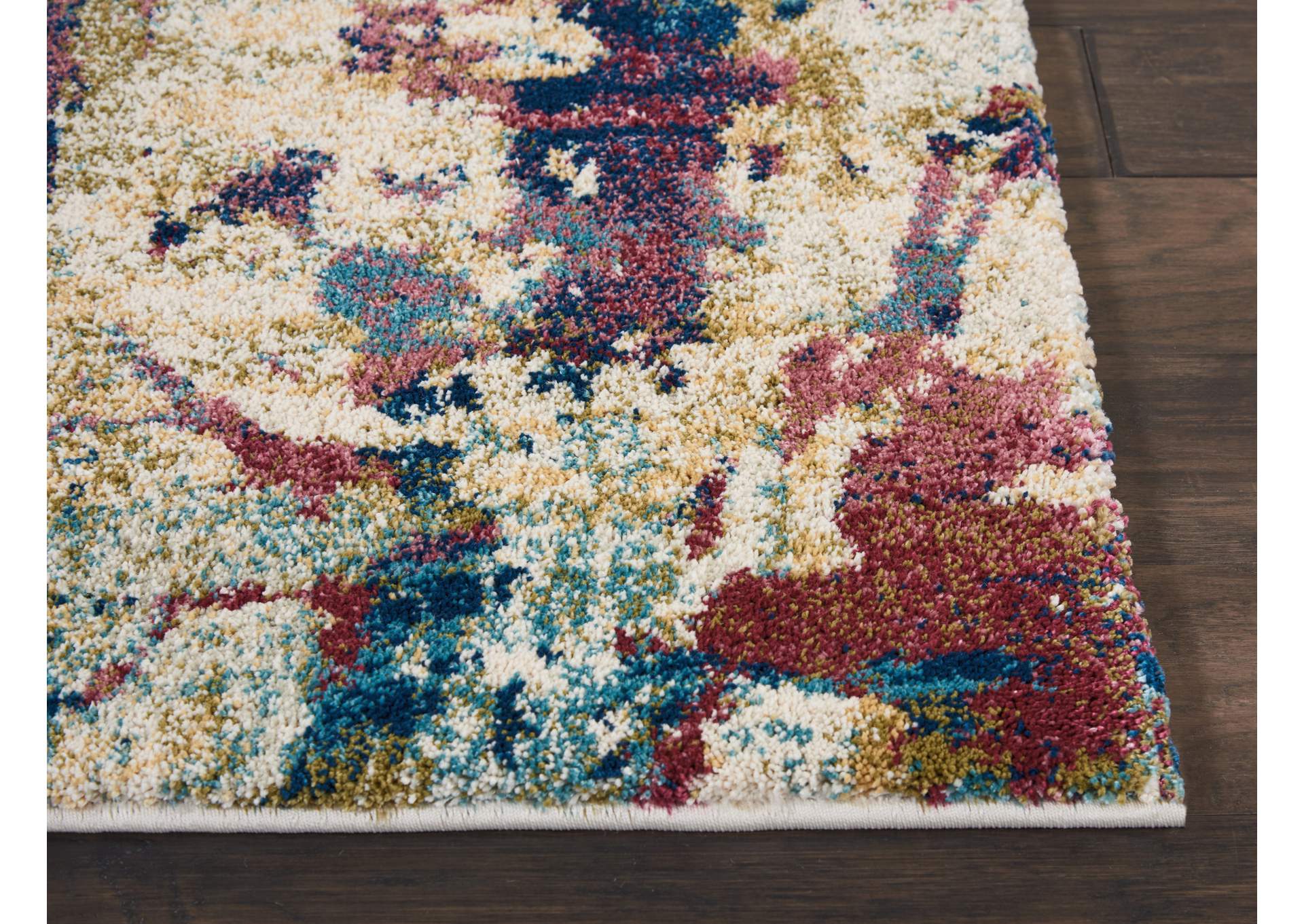 Nourison Fusion FSS10 Multicolor 8' Runner Plush Shag Hallway Rug,Nourison