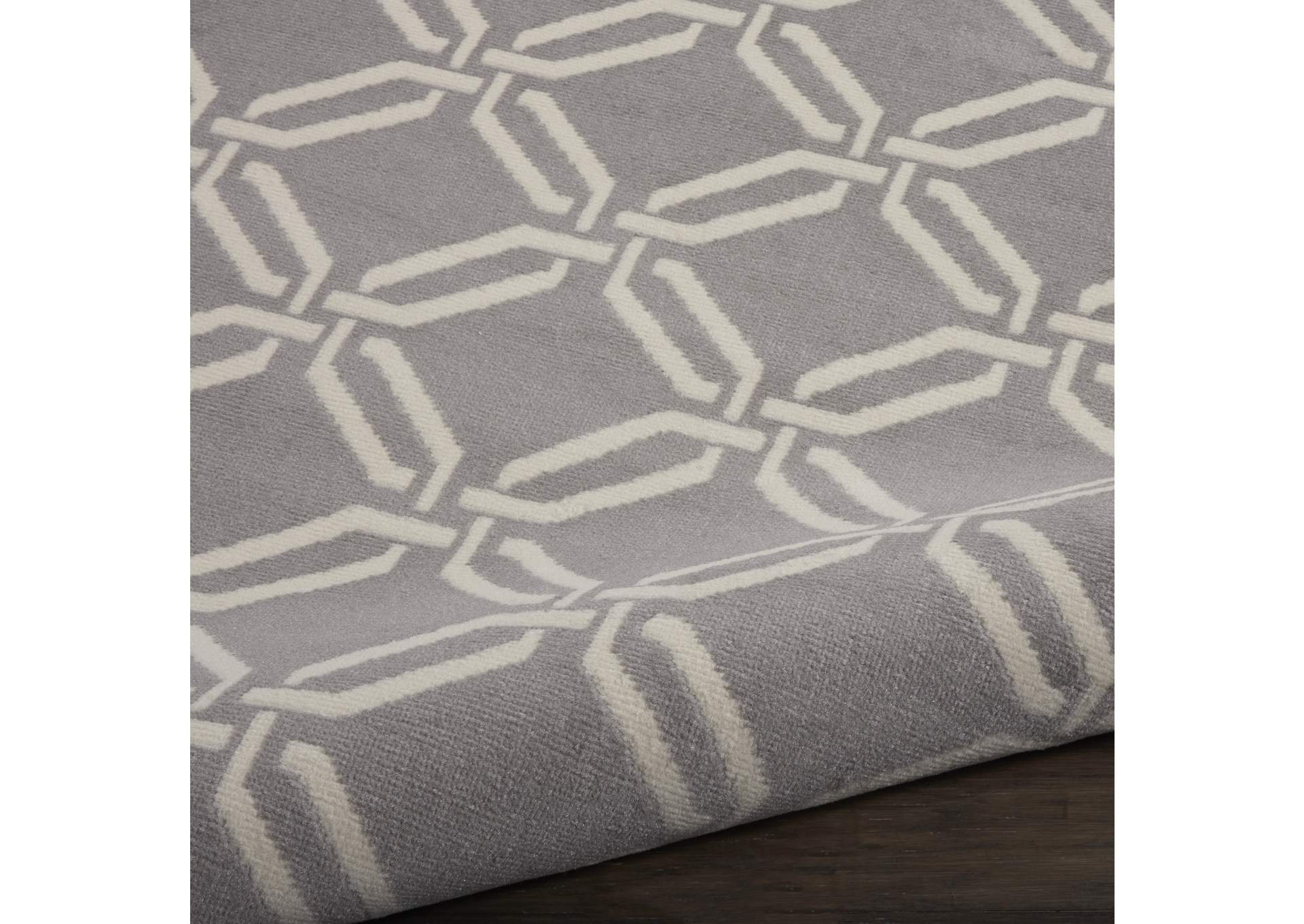 Nourison Jubilant JUB17 Grey 5' Round Mid-century Area Rug,Nourison
