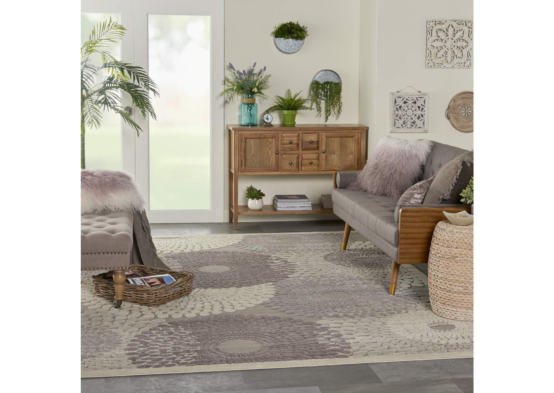 Nourison Graphic Illusions GIL04 Grey 7'x10' Rug,Nourison