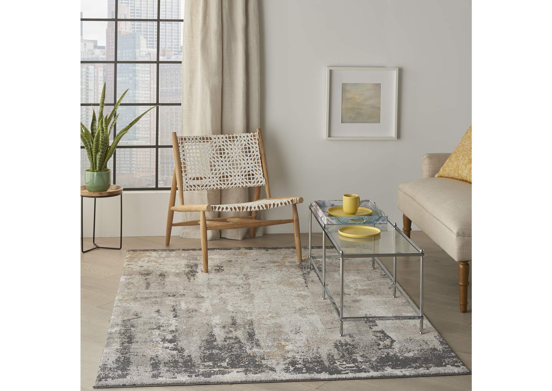 Nourison Tangra 4'x6' Cream Grey Area Rug,Nourison
