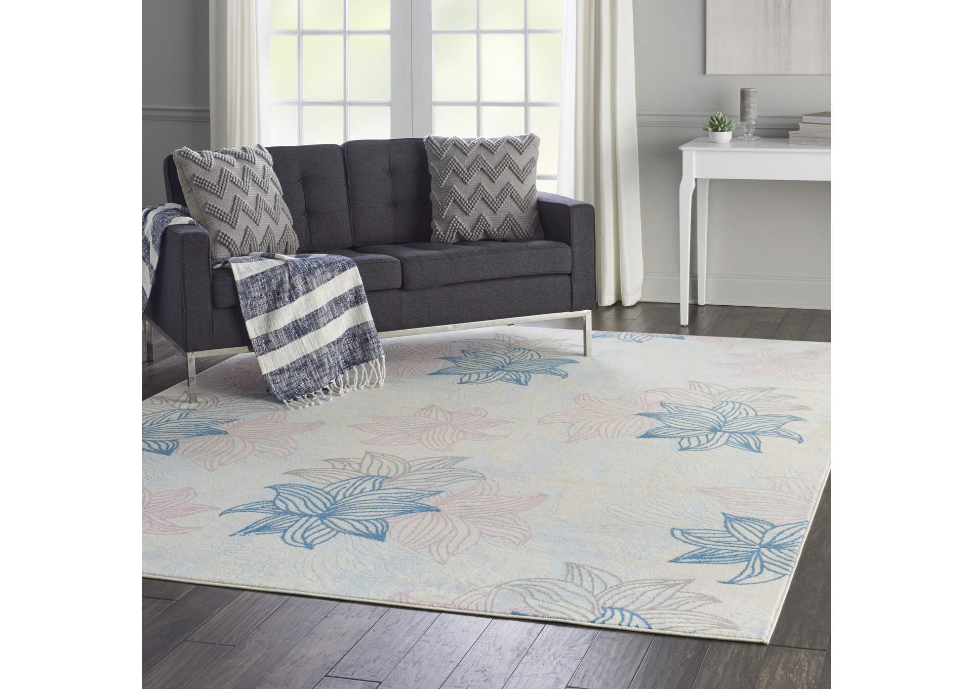 Nourison Jubilant JUB08 White Multicolor 8'x10' Large Low-pile Rug,Nourison