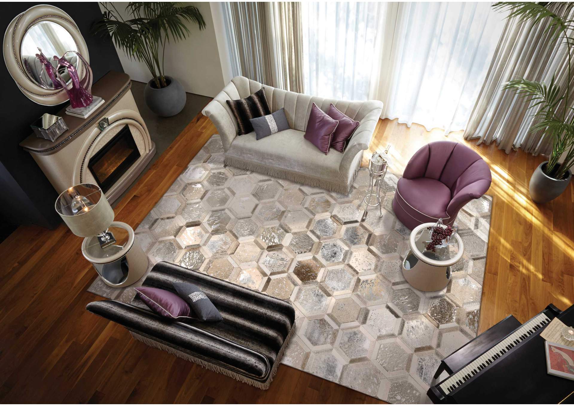 Michael Amini City Chic MA100 Grey 5'x8' Area Rug,Nourison