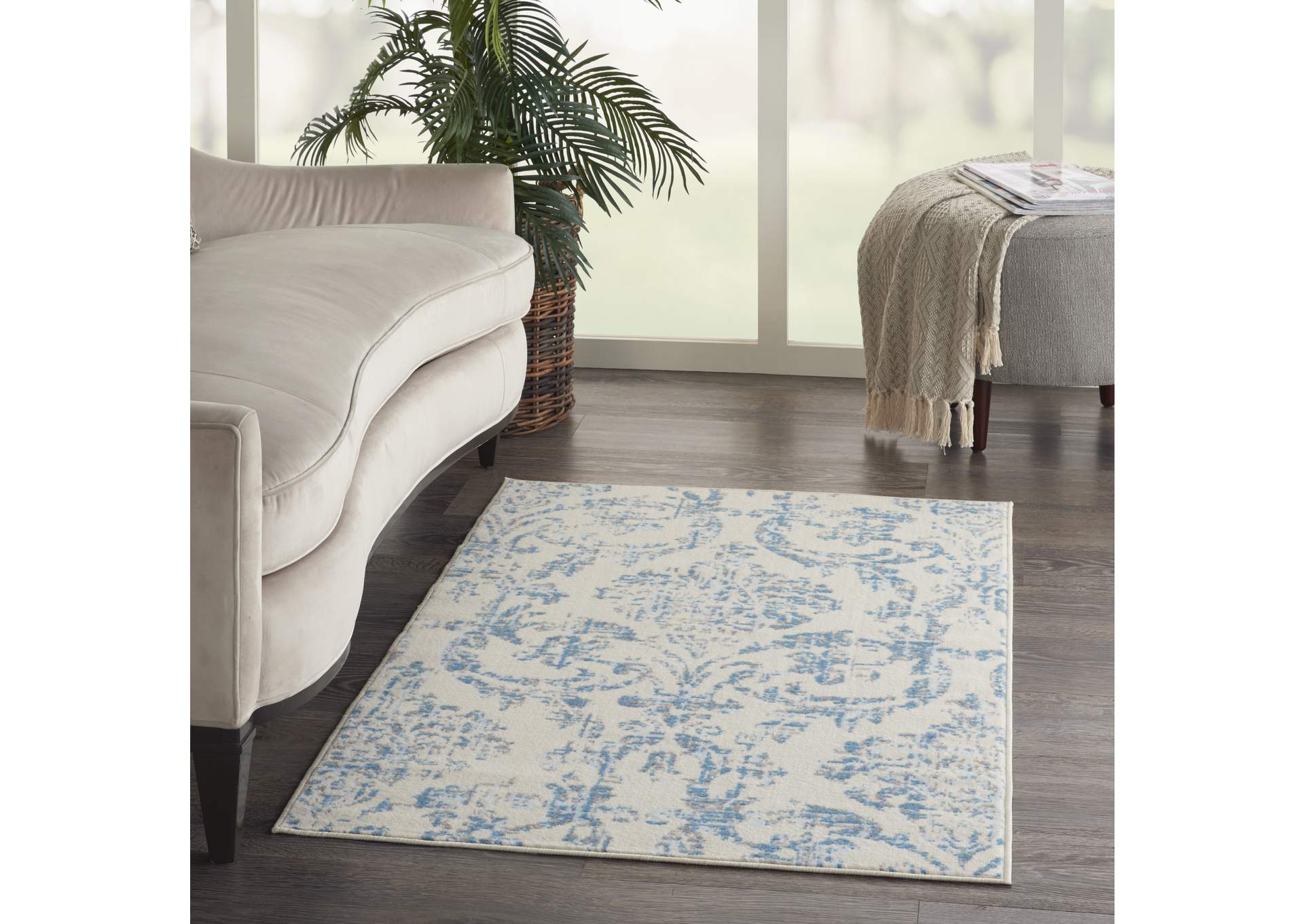Nourison Jubilant 3'x5' White and Blue Area Rug,Nourison