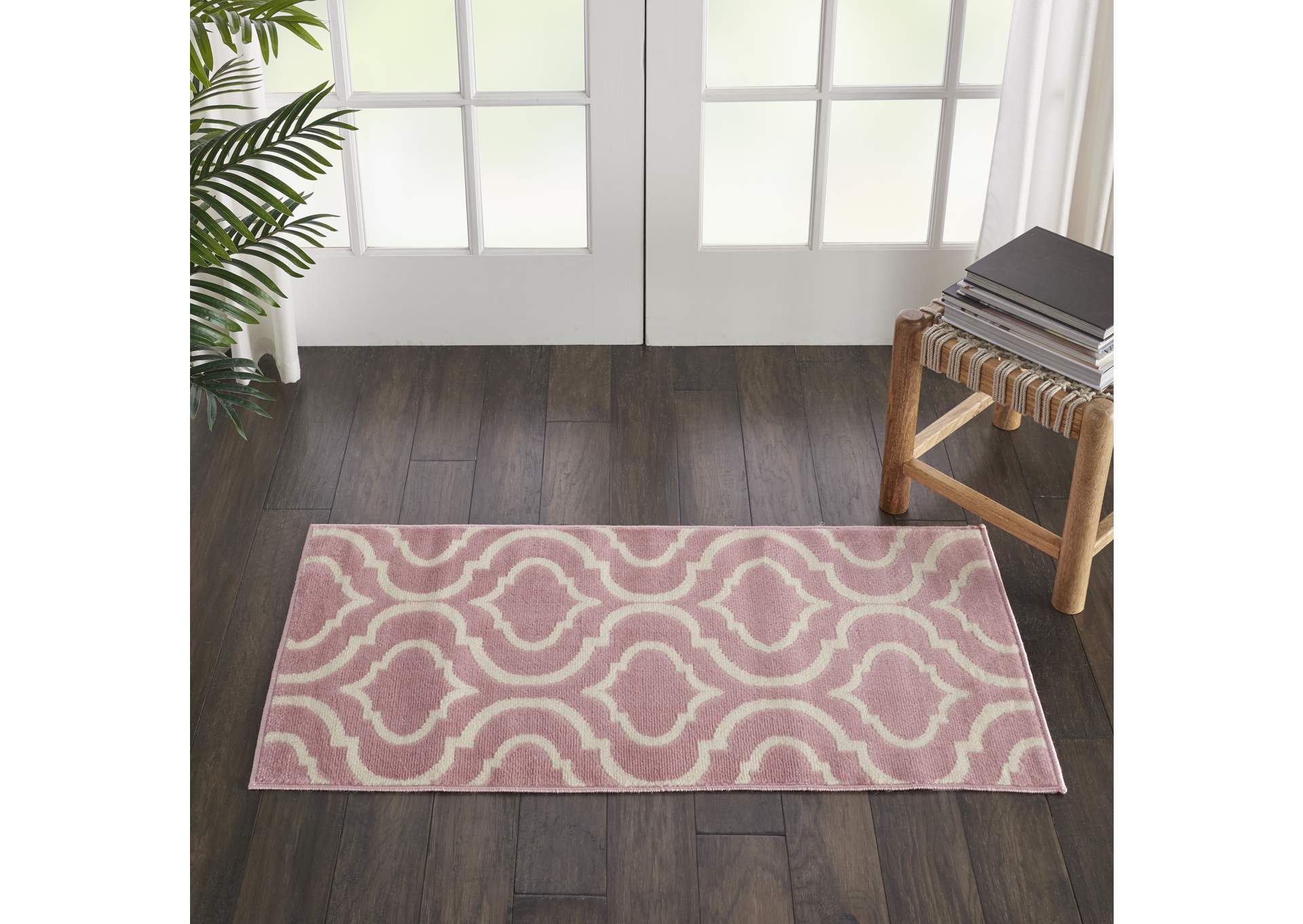 Nourison Jubilant 2' x 4' Small Pink Trellis Area Rug,Nourison