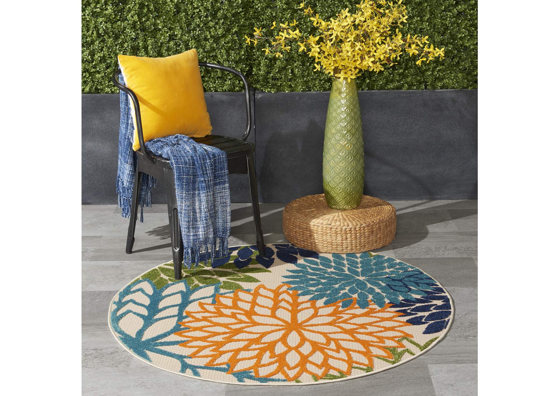 Nourison Aloha ALH05 Multicolor 5' Round Indoor-outdoor Area Rug,Nourison