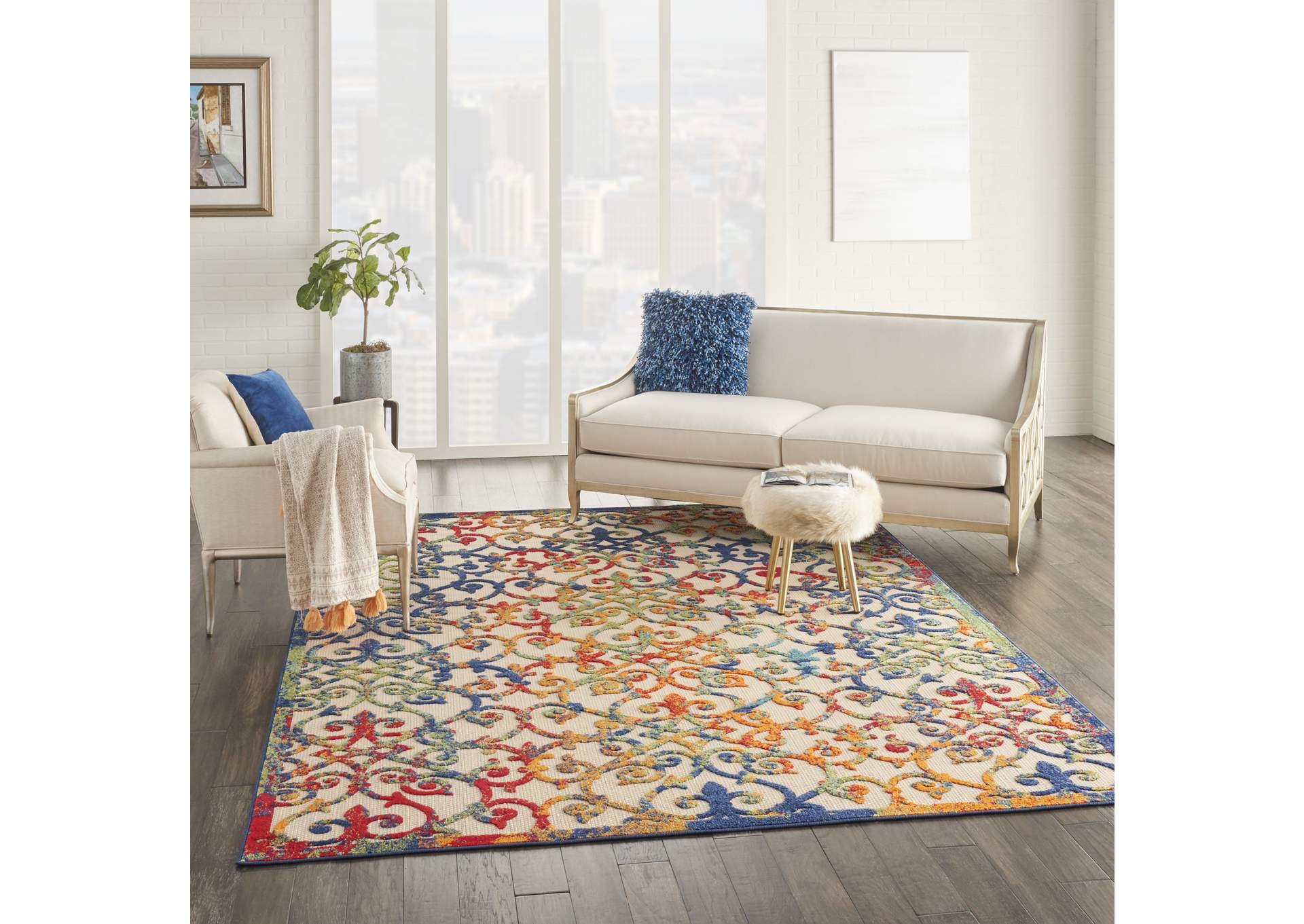Nourison Aloha ALH21 8'x11' Multicolor Easy-care Indoor-outdoor Rug,Nourison