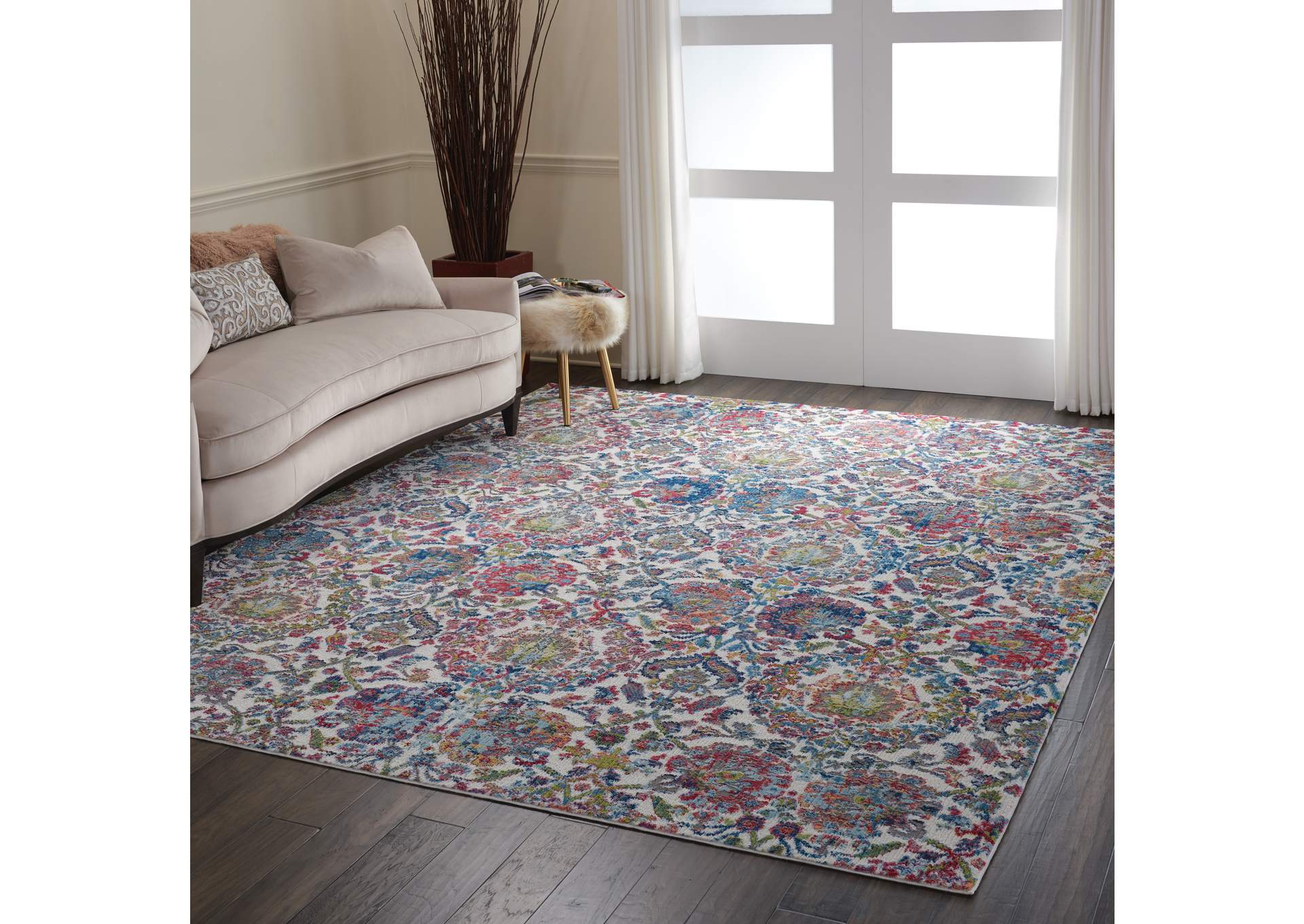 Nourison Ankara Global ANR06 Blue and Ivory 9'x12' Oversized Low-pile Rug,Nourison