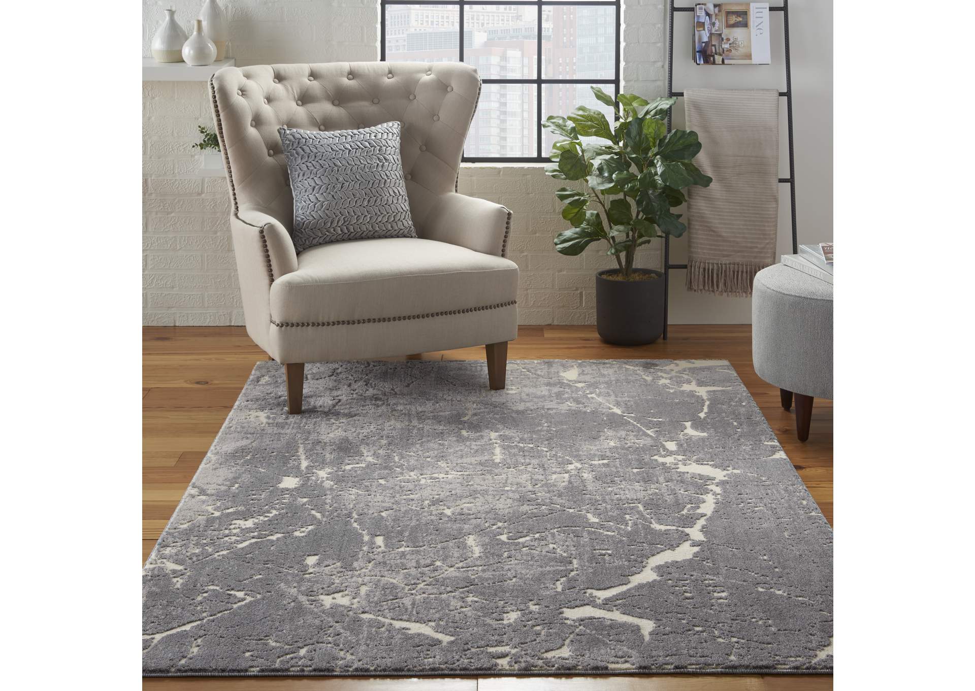 kathy ireland Home Sahara KI393 Charcoal Grey 4'x6' Area Rug,Nourison
