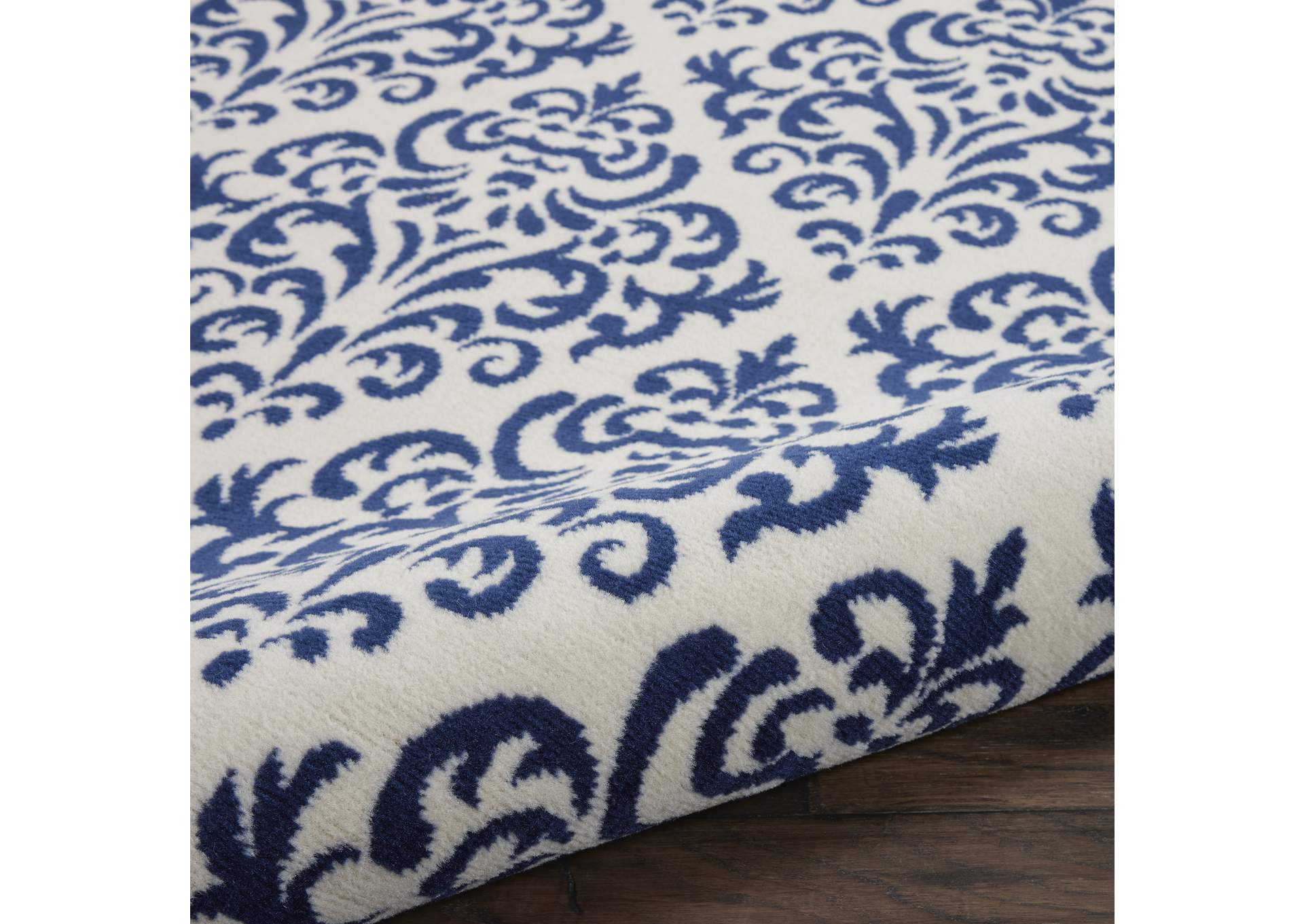 Nourison Grafix GRF06 Navy Blue and White 5' Round Area Rug,Nourison