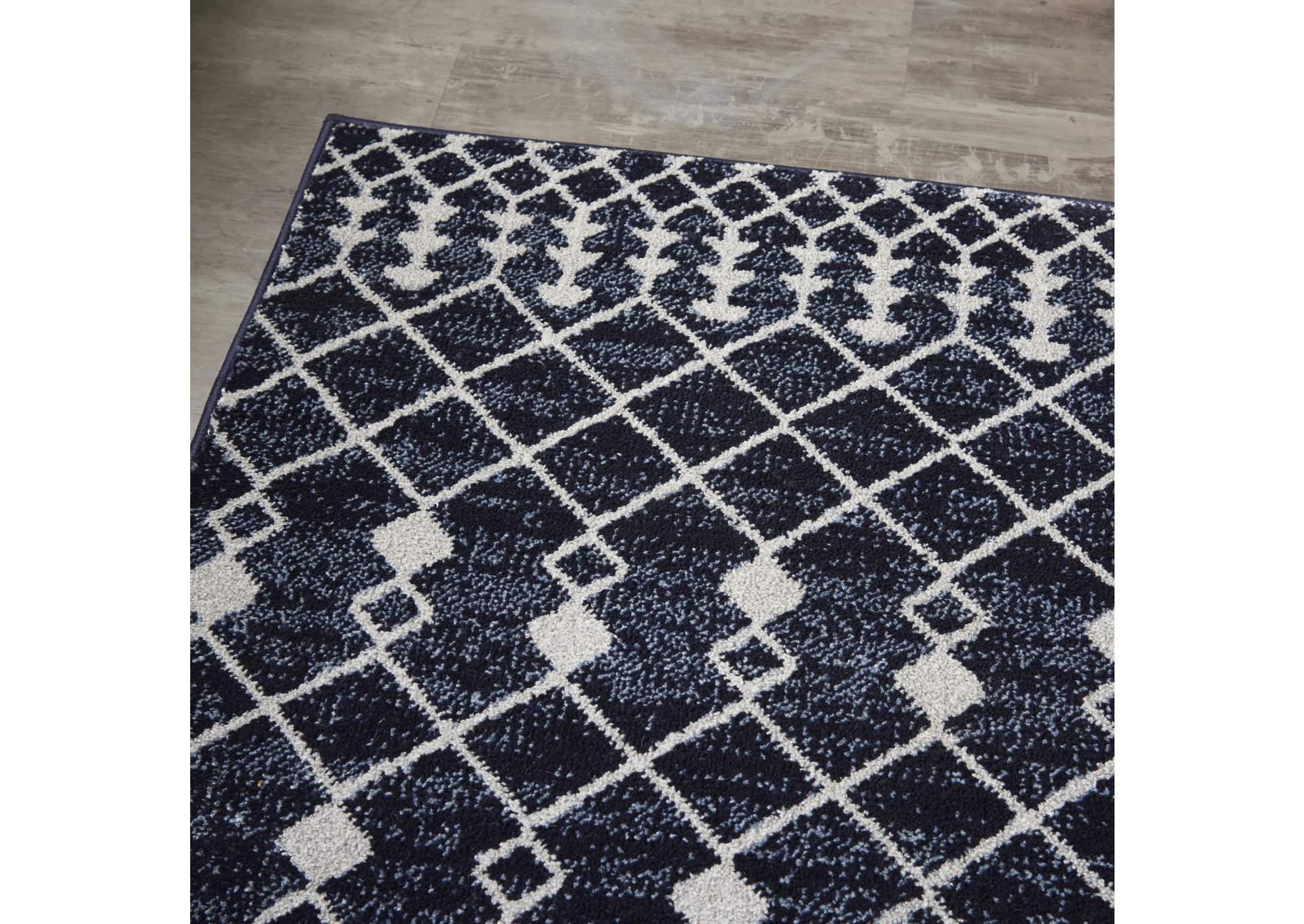 Nourison Palermo 2' x 4' Navy and Grey Distressed Bohemian Area Rug,Nourison