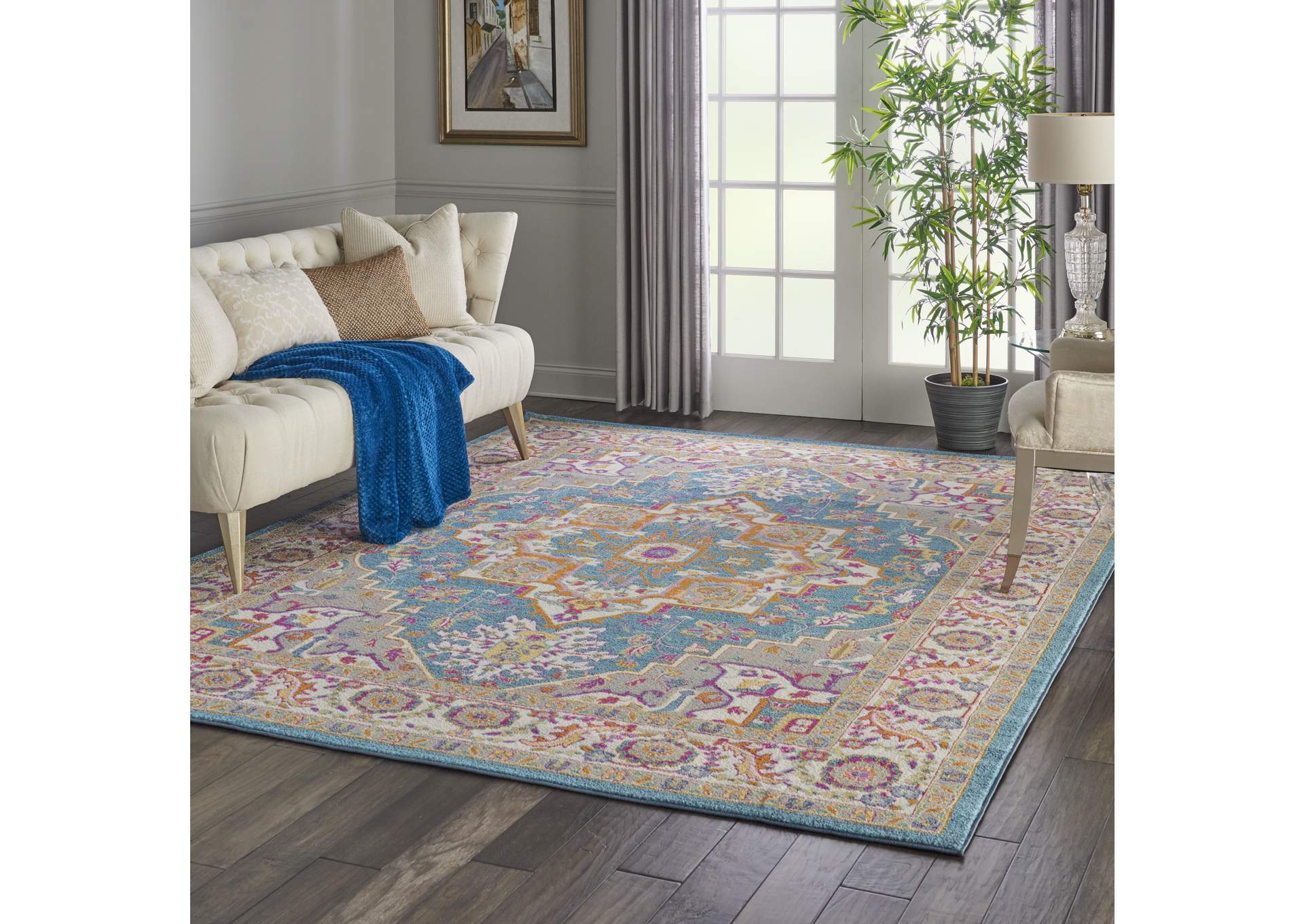 Nourison Passion PSN20 Teal Multicolor 8'x10' Large Rug,Nourison
