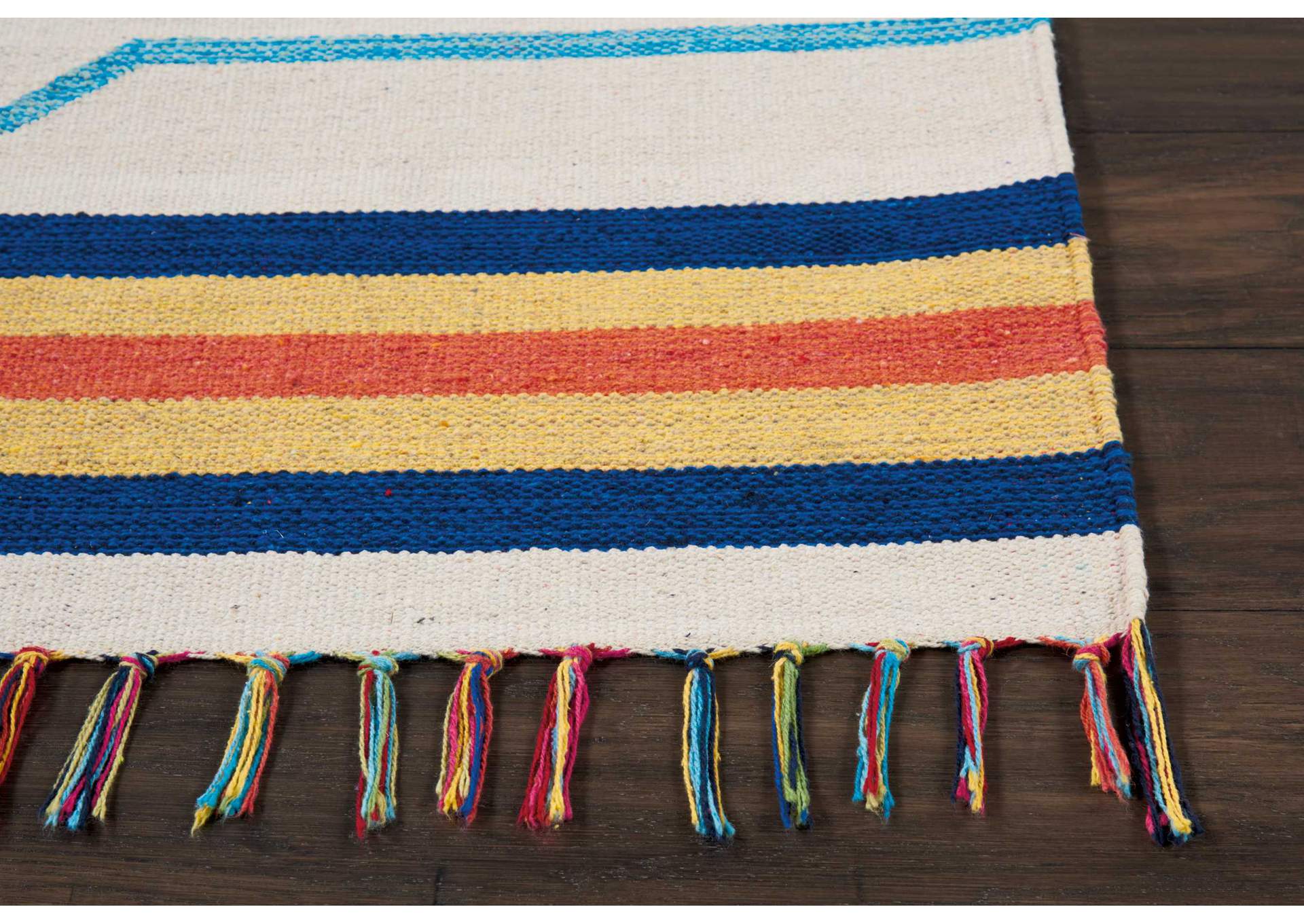 Nourison Baja BAJ01 White Multicolor 8'x10' Large Flat Weave Rug,Nourison