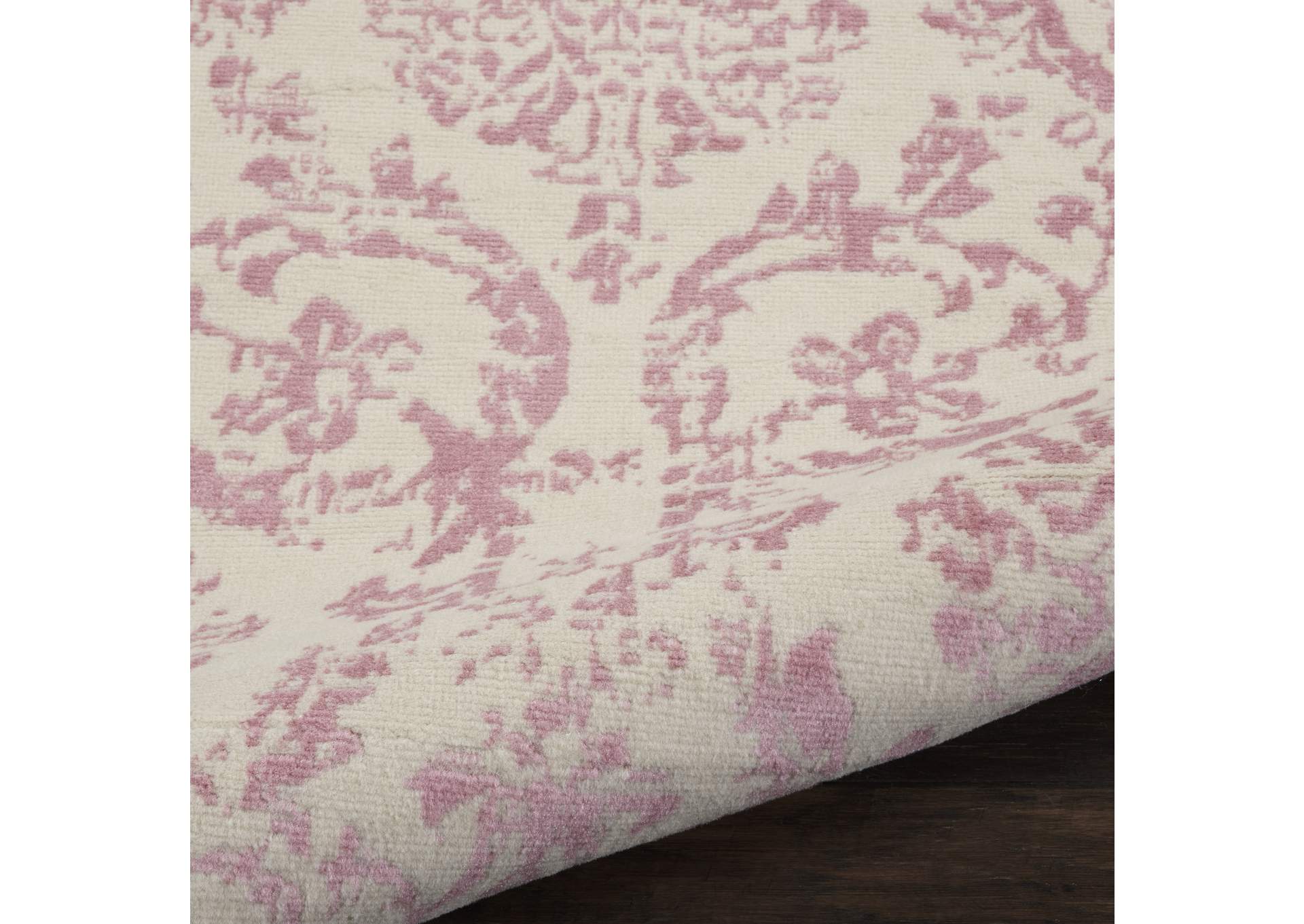 Nourison Jubilant 2' x 4' Small White and Pink Damask Area Rug,Nourison