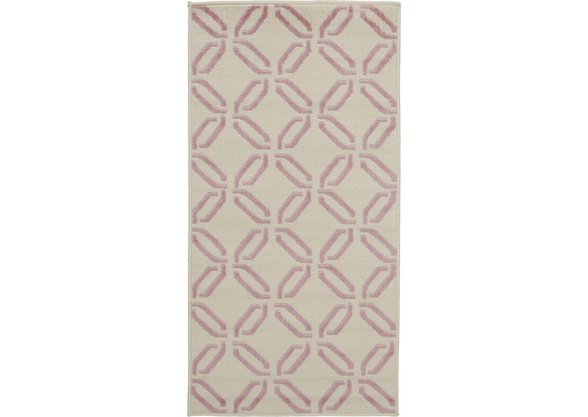 Nourison Jubilant 2' x 4' Small White and Pink Trellis Area Rug,Nourison