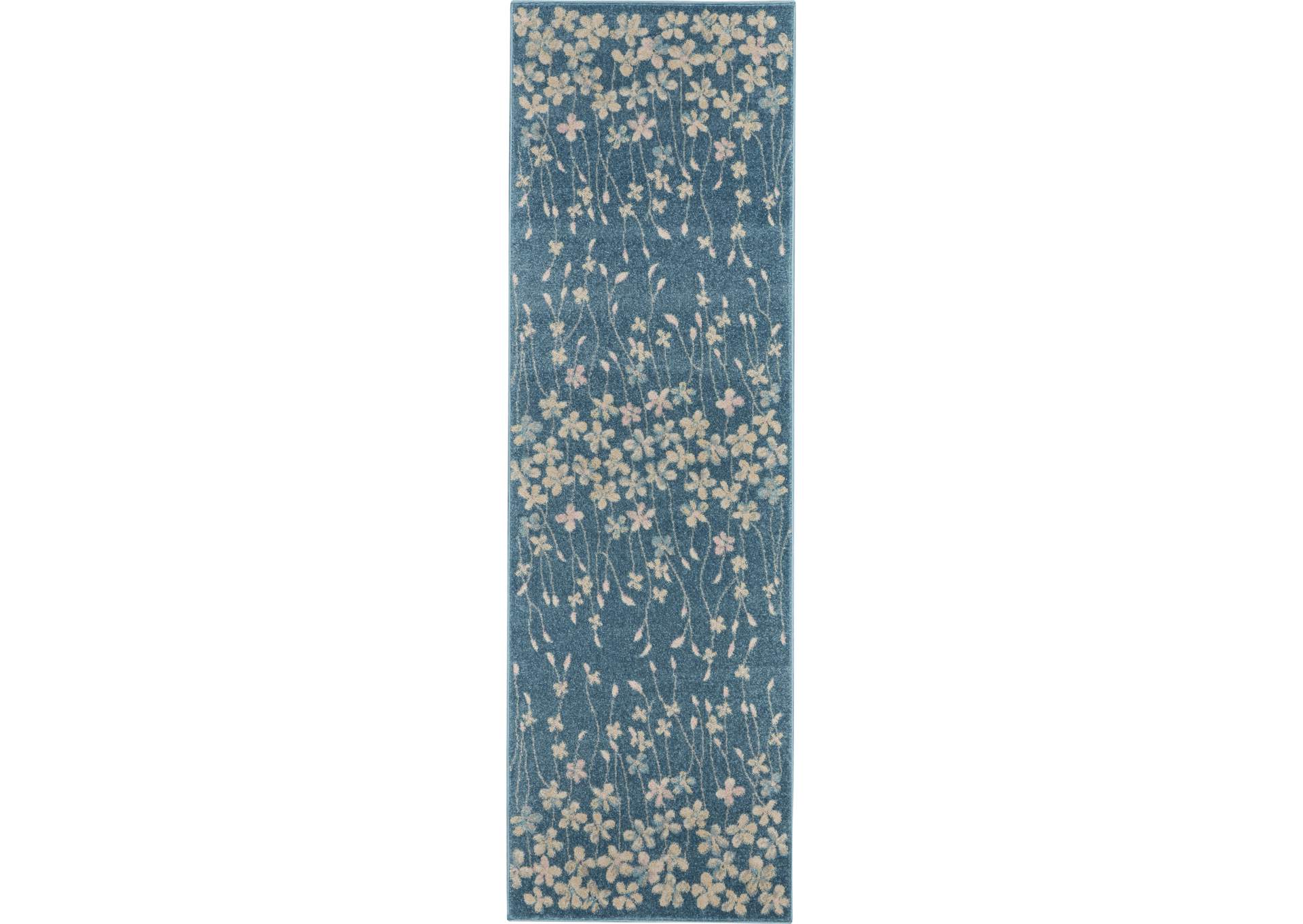 Nourison Tranquil TRA04 Turquoise Blue 7' Runner Hallway Rug,Nourison