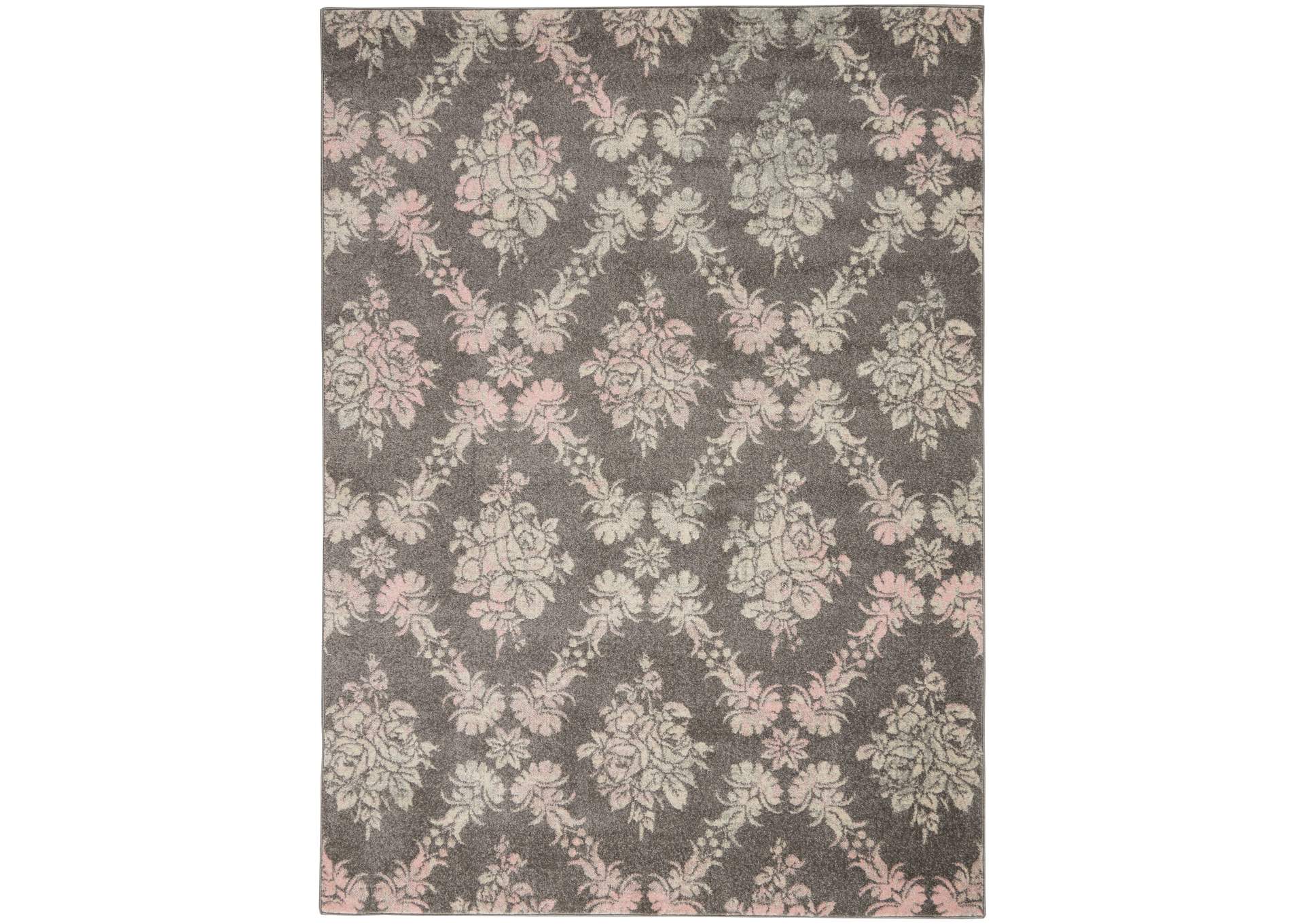 Nourison Tranquil TRA09 Pink and Grey 6'x9' Vintage Area Rug,Nourison