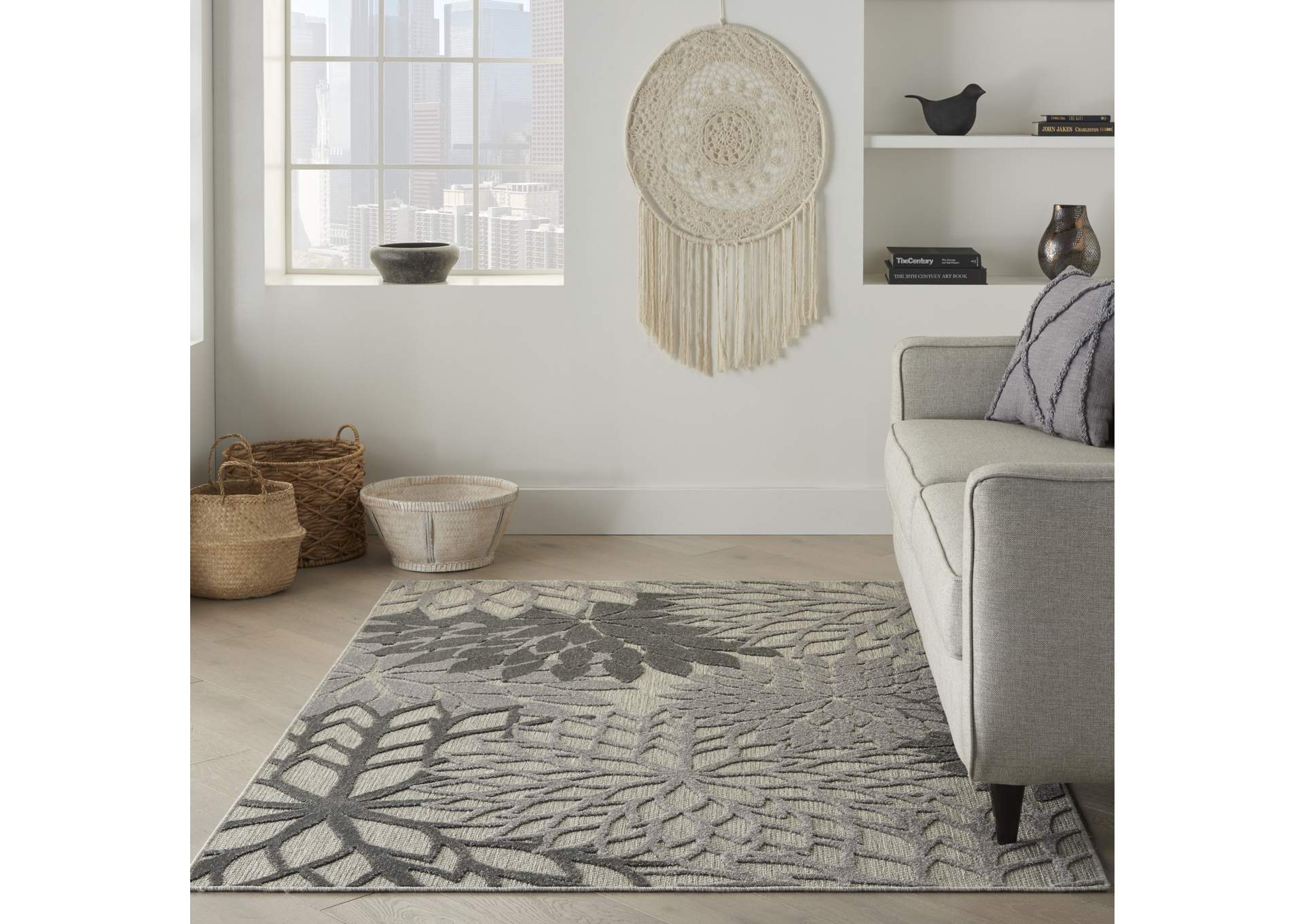 Nourison Aloha 4'x6' Silver Grey Area Rug,Nourison