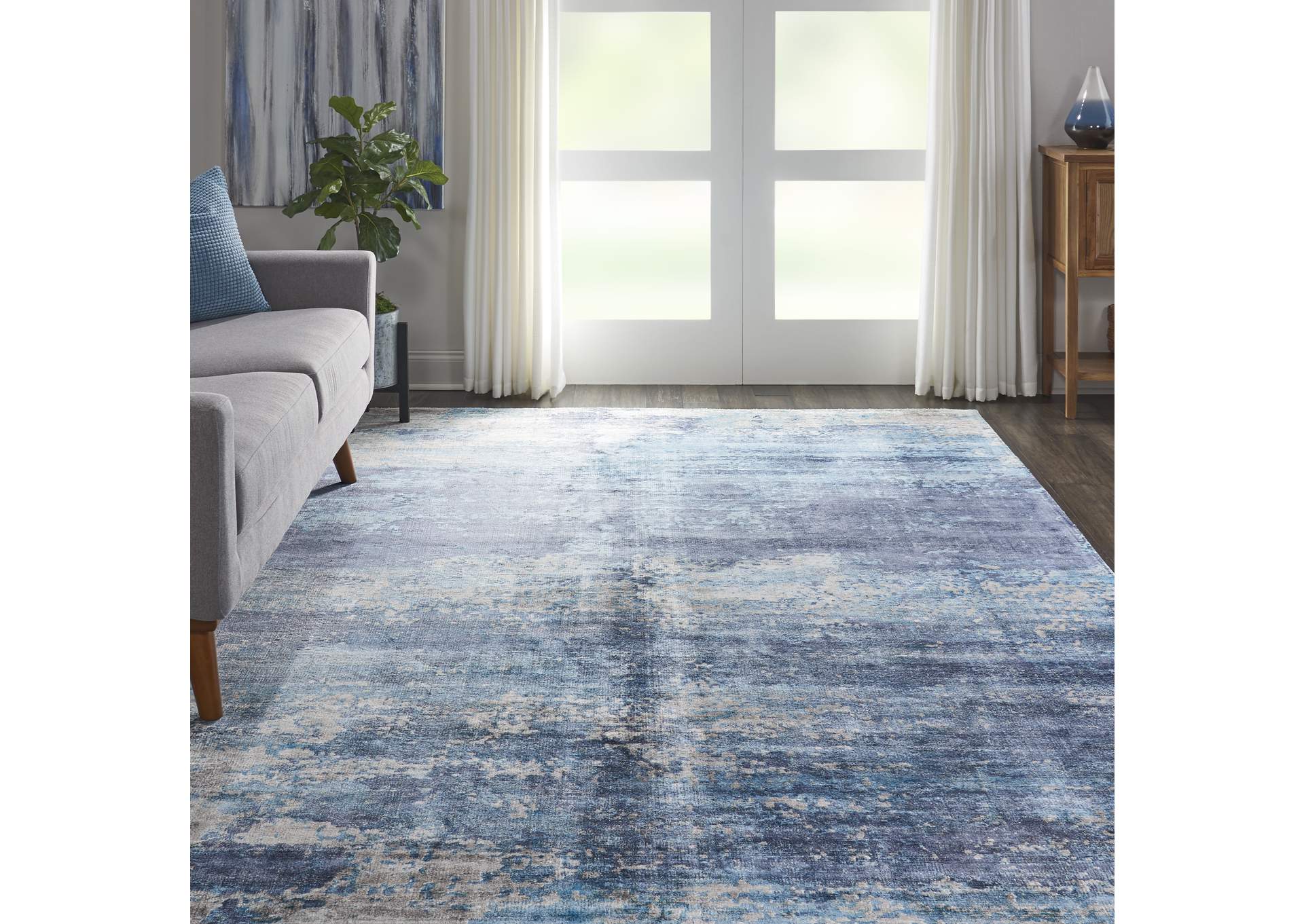kathy ireland Home Safari Dreams KI374 Blue 8'x11' Oversized Rug,Nourison