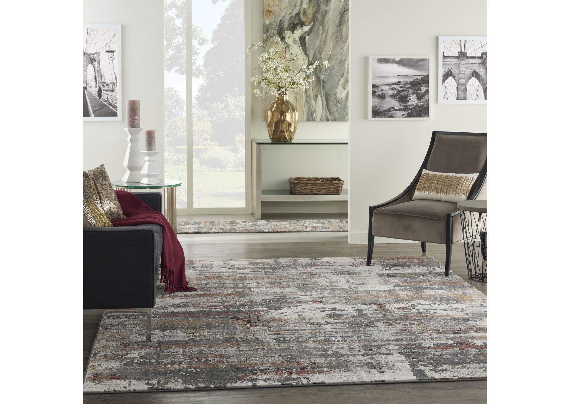 Nourison Tangra 9'x12' Grey Multi Area Rug,Nourison