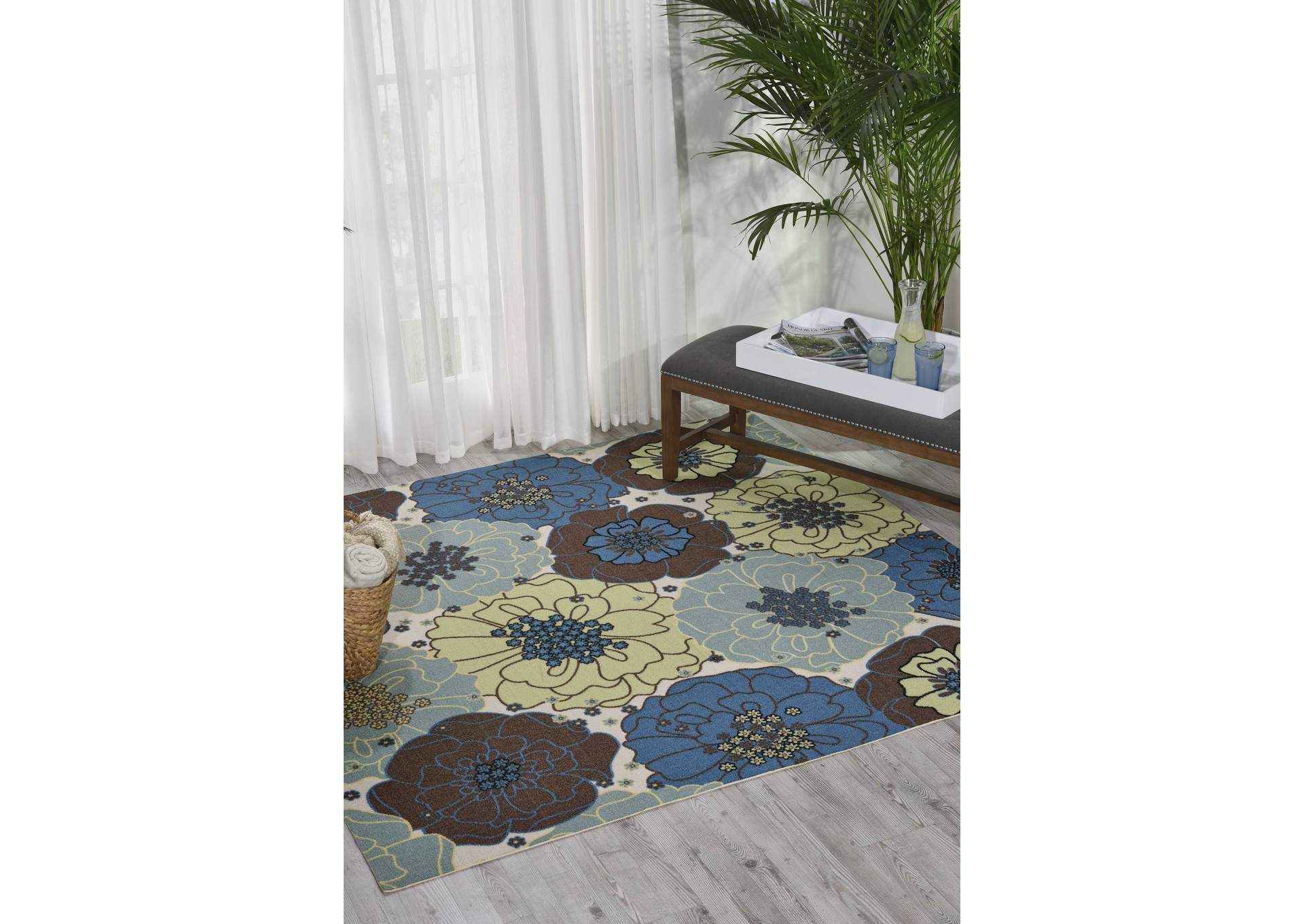 Nourison Home & Garden RS021 Blue 9' Square Rug,Nourison