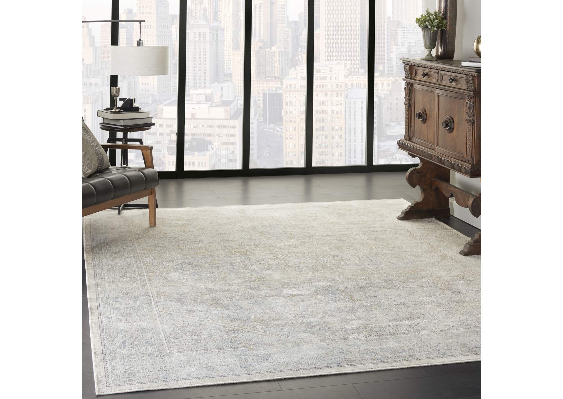 Nourison Starry Nights 9' x 12' Cream and Grey Vintage Area Rug,Nourison
