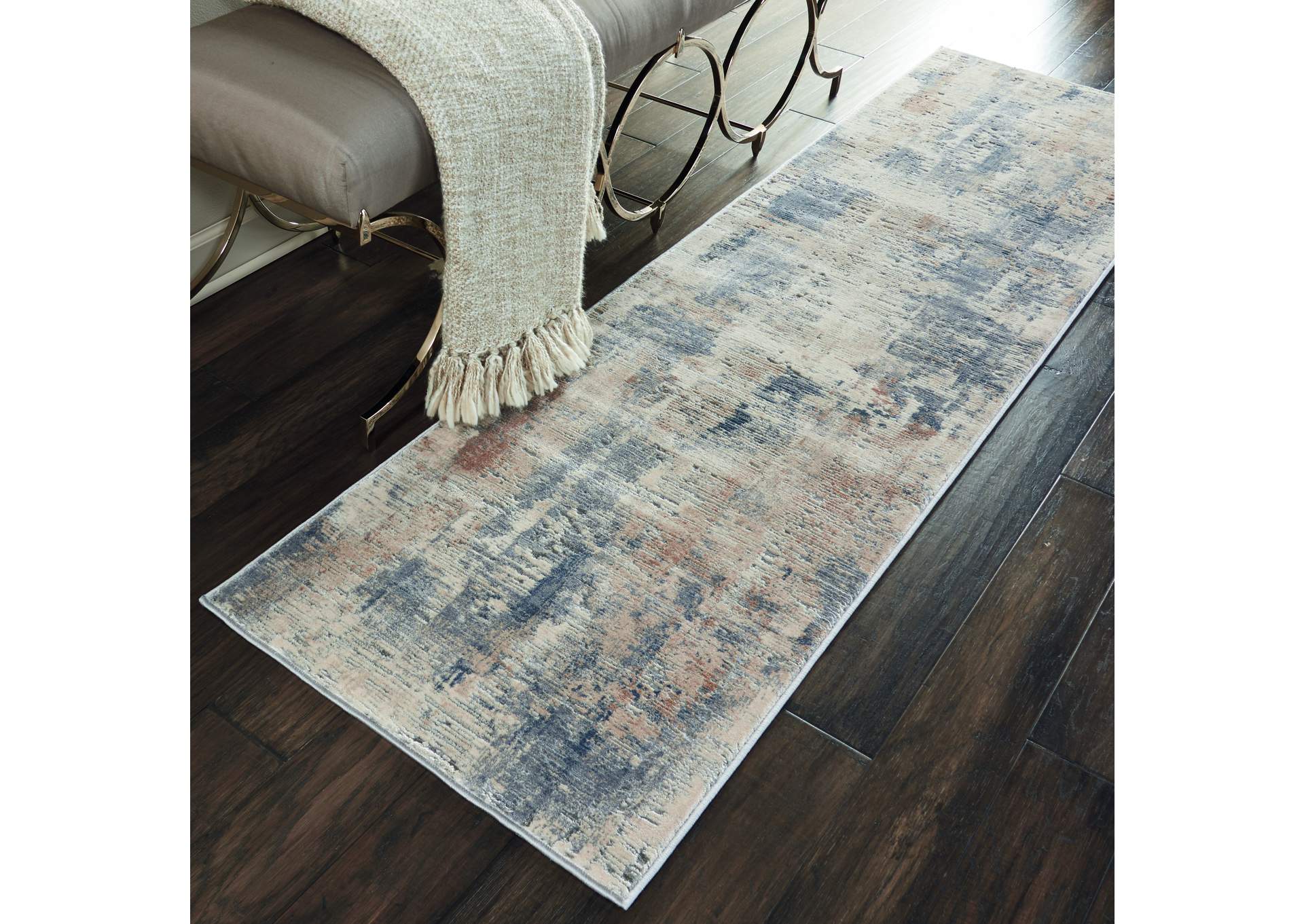 Nourison Rustic Textures RUS05 Beige and Grey 8' Runner Hallway Rug,Nourison