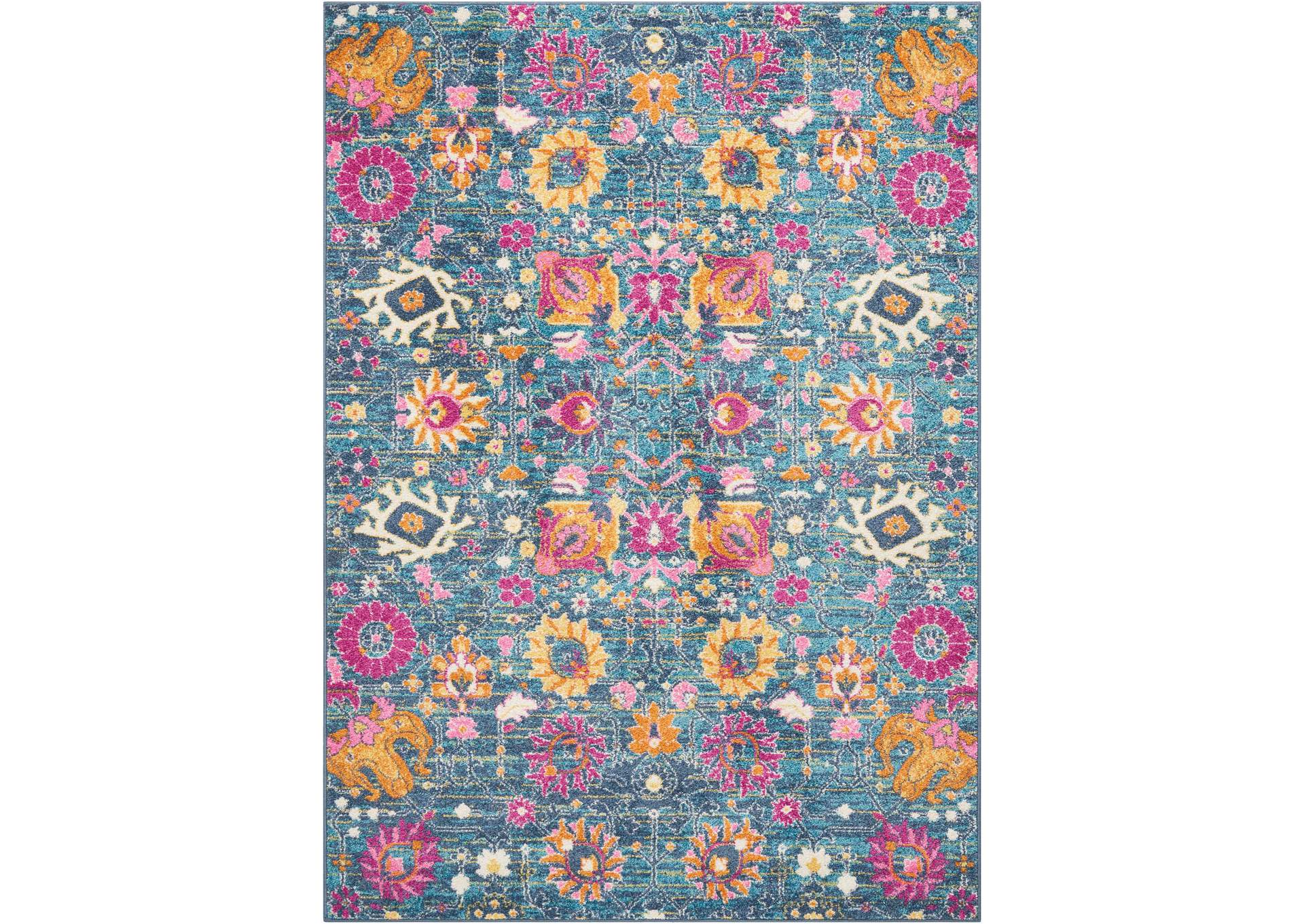 Nourison Passion PSN01 Blue Multicolor 7'x10' Large Rug,Nourison