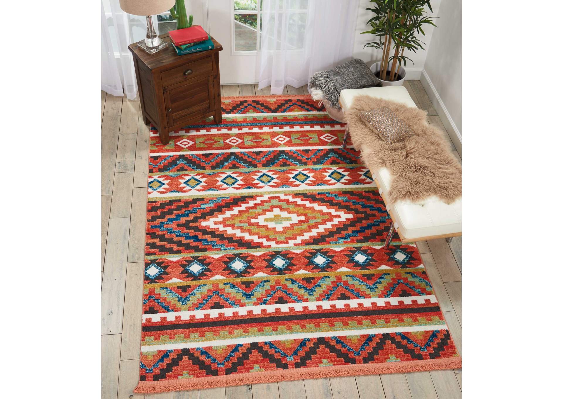 Nourison South Western NAV04 Orange Multicolor 4'x6' Area Rug,Nourison