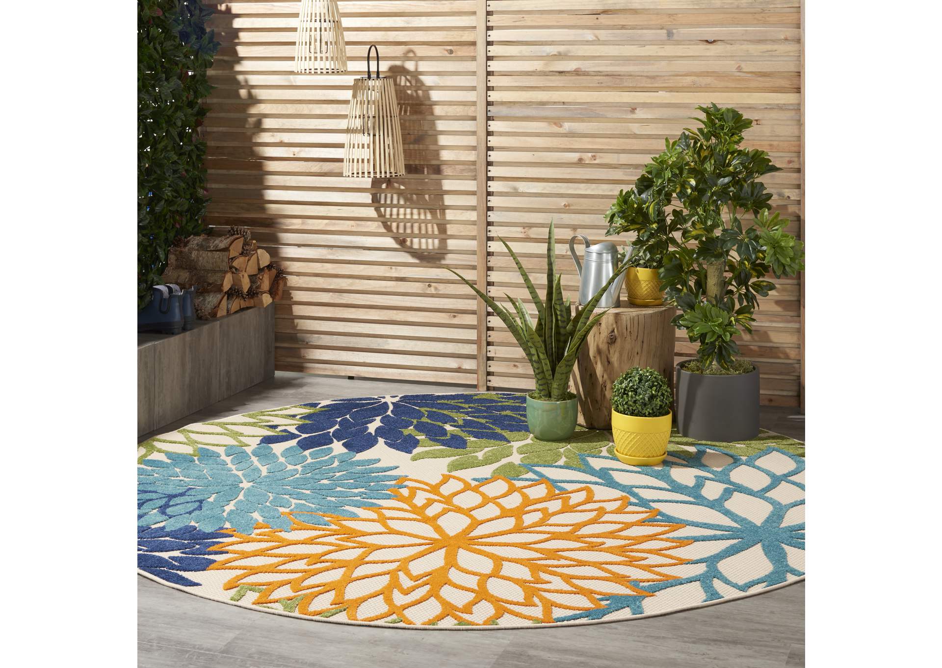 Nourison Aloha ALH05 Multicolor 8' Round Large Indoor-outdoor Rug,Nourison