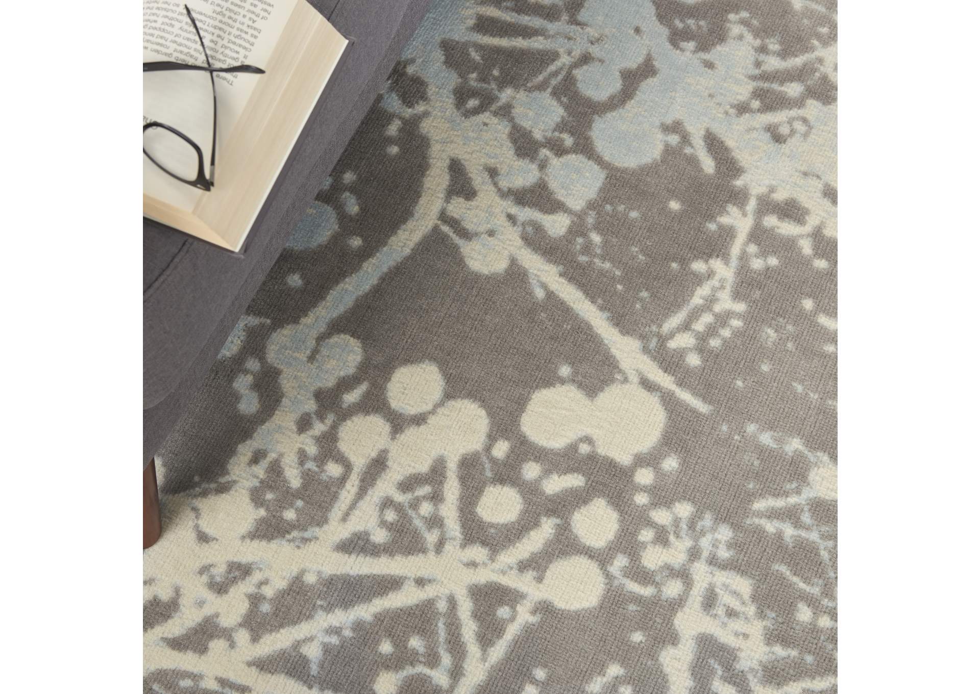 Nourison Jubilant JUB12 Grey and Blue 4'x6' Contemporary Area Rug,Nourison