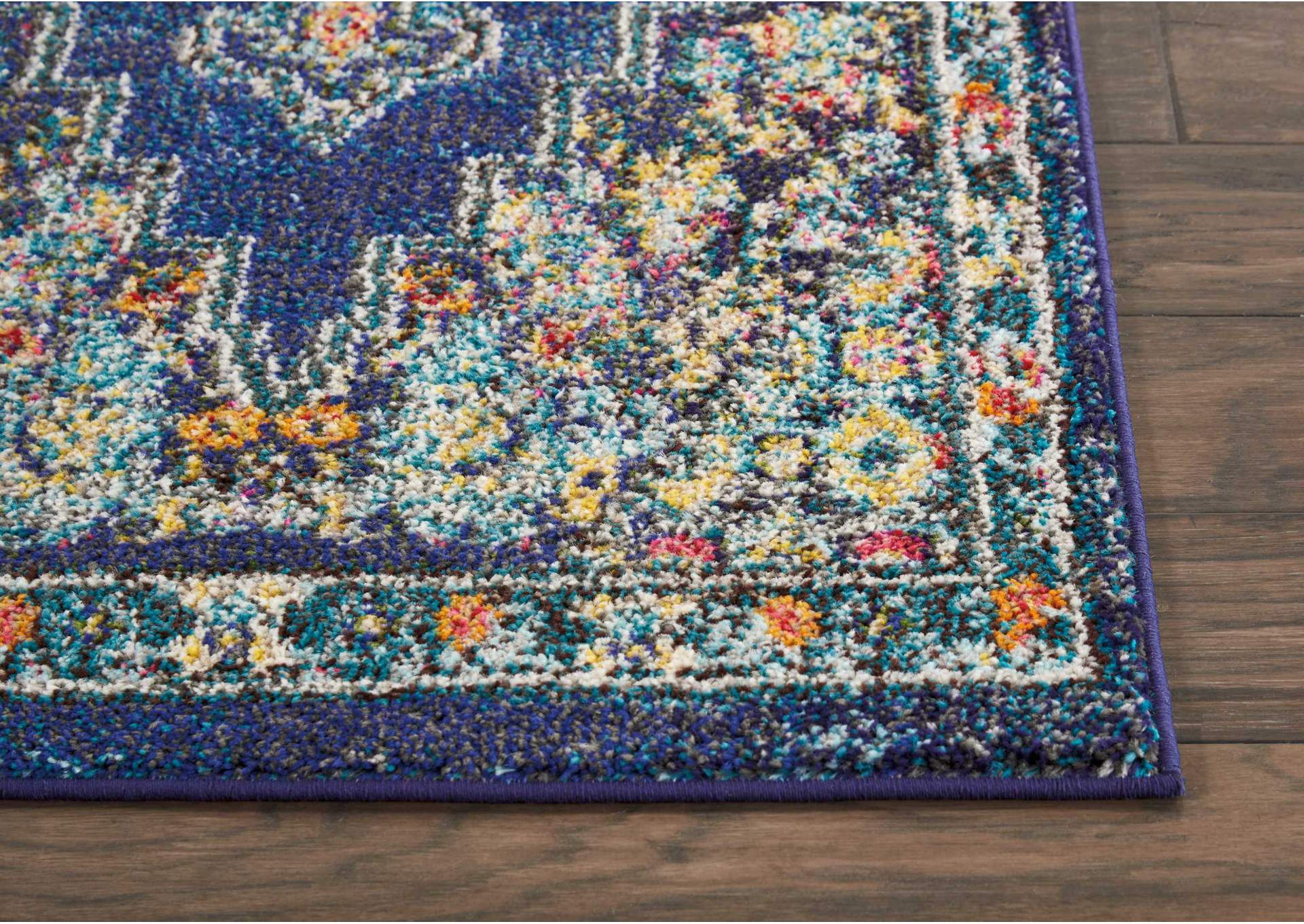 Nourison Passionate PST01 Dark Blue Multicolor 8' Runner Hallway Rug,Nourison