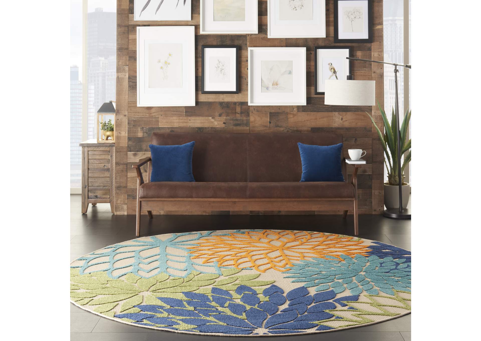 Nourison Aloha ALH05 Multicolor 8' Round Large Indoor-outdoor Rug,Nourison