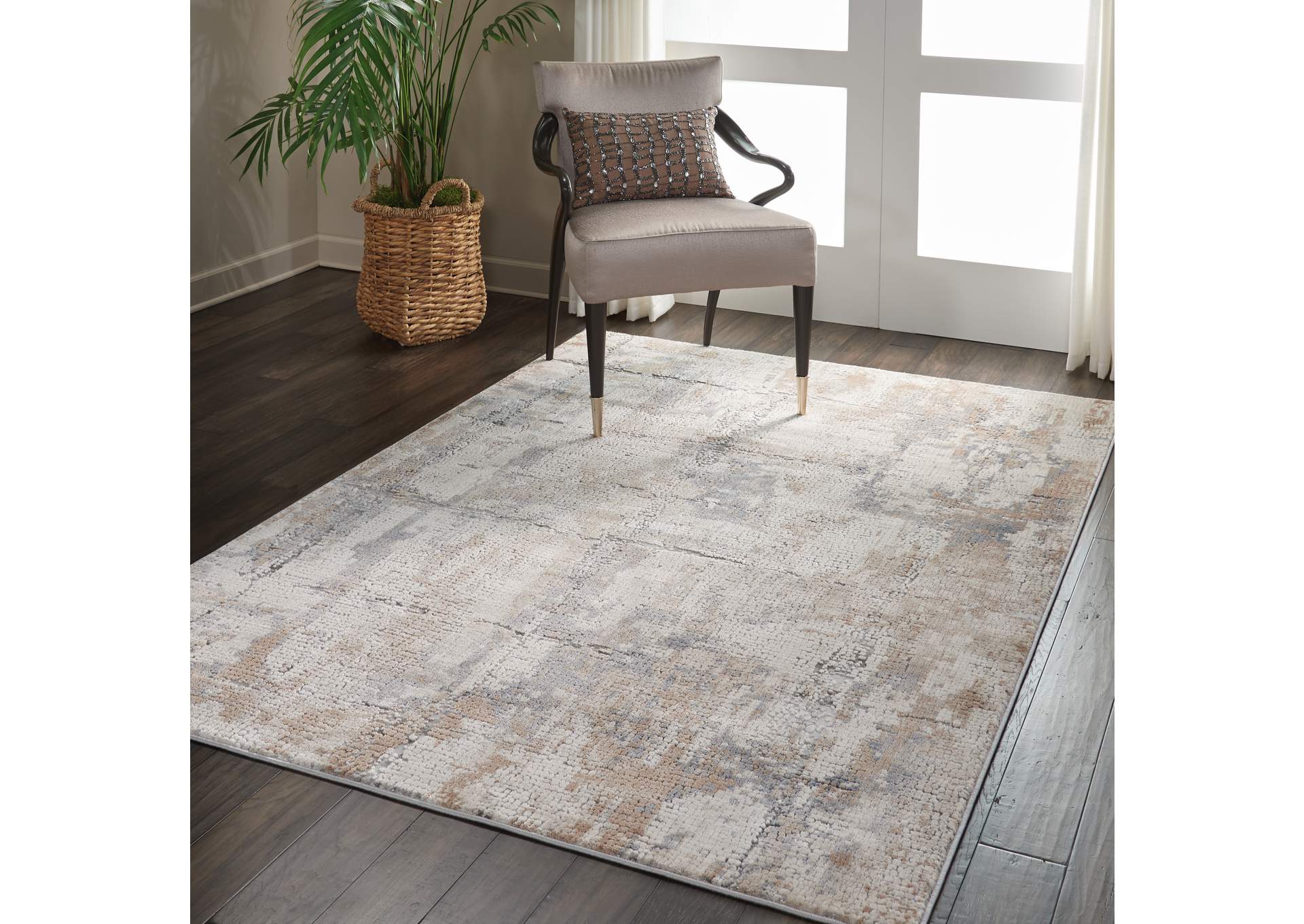 Nourison Rustic Textures RUS06 Beige and Grey 4'x6' Rustic Area Rug,Nourison