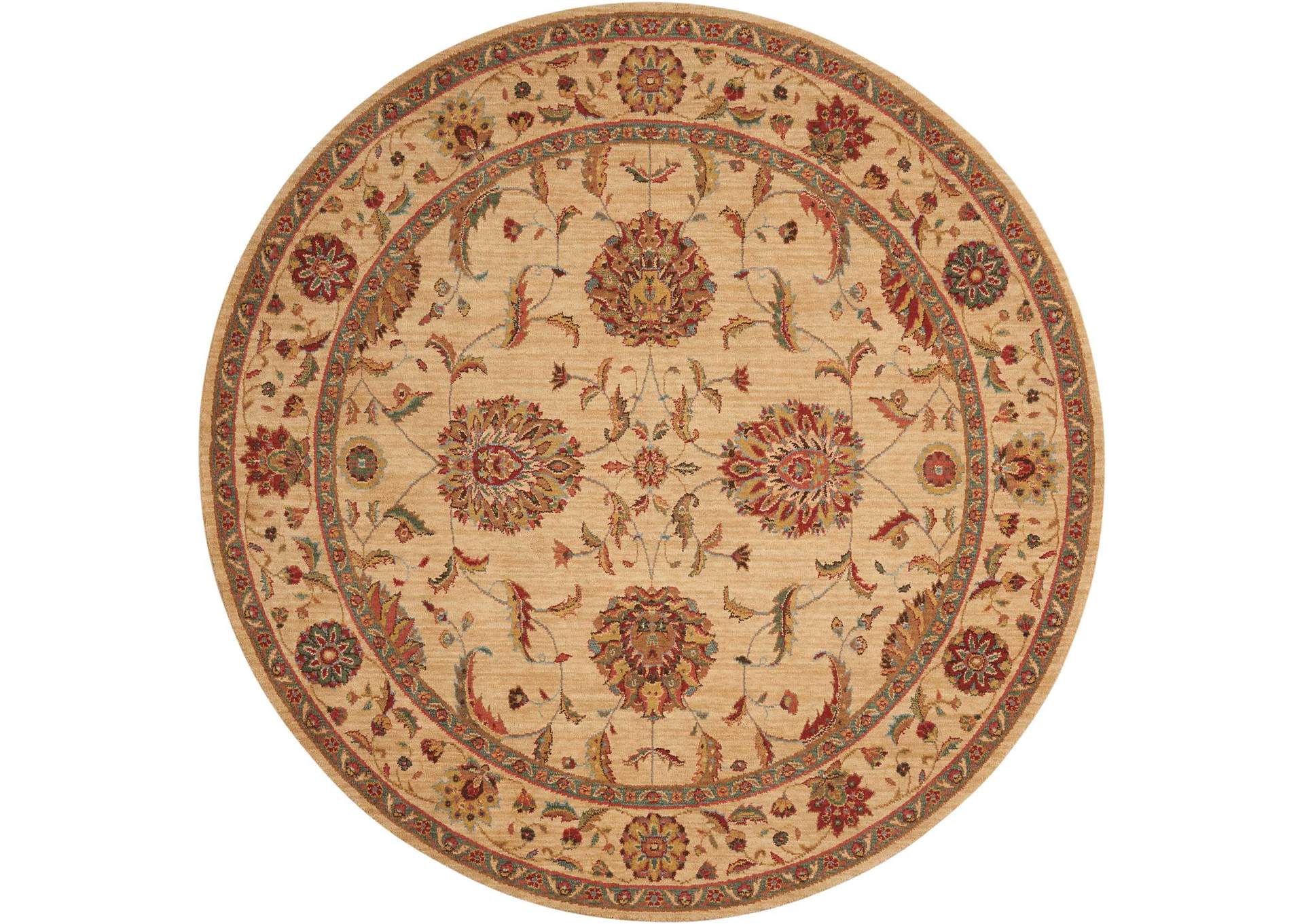 Nourison Living Treasures LI04 Beige and Red 6' Round Area Rug,Nourison