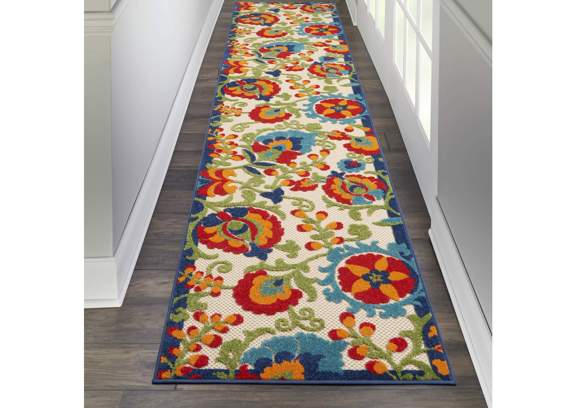Nourison Aloha 12' Runner Multicolor Hallway Area Rug,Nourison