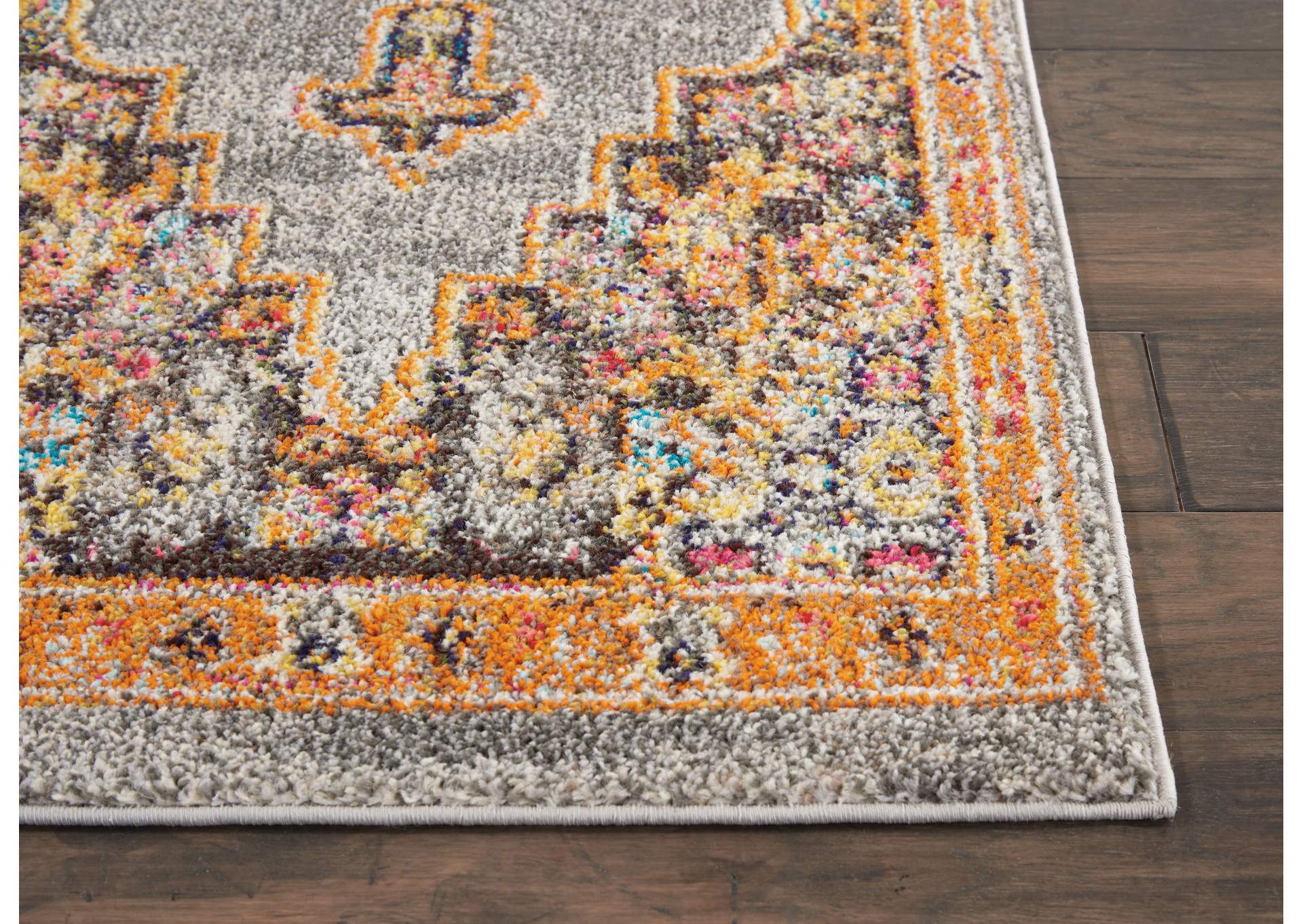 Nourison Passionate PST01 Grey Multicolor 8' Runner Hallway Rug,Nourison