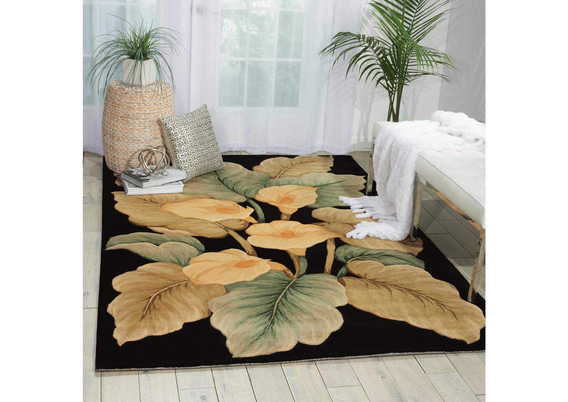 Nourison Tropics TS08 Black 4'x6' Area Rug,Nourison