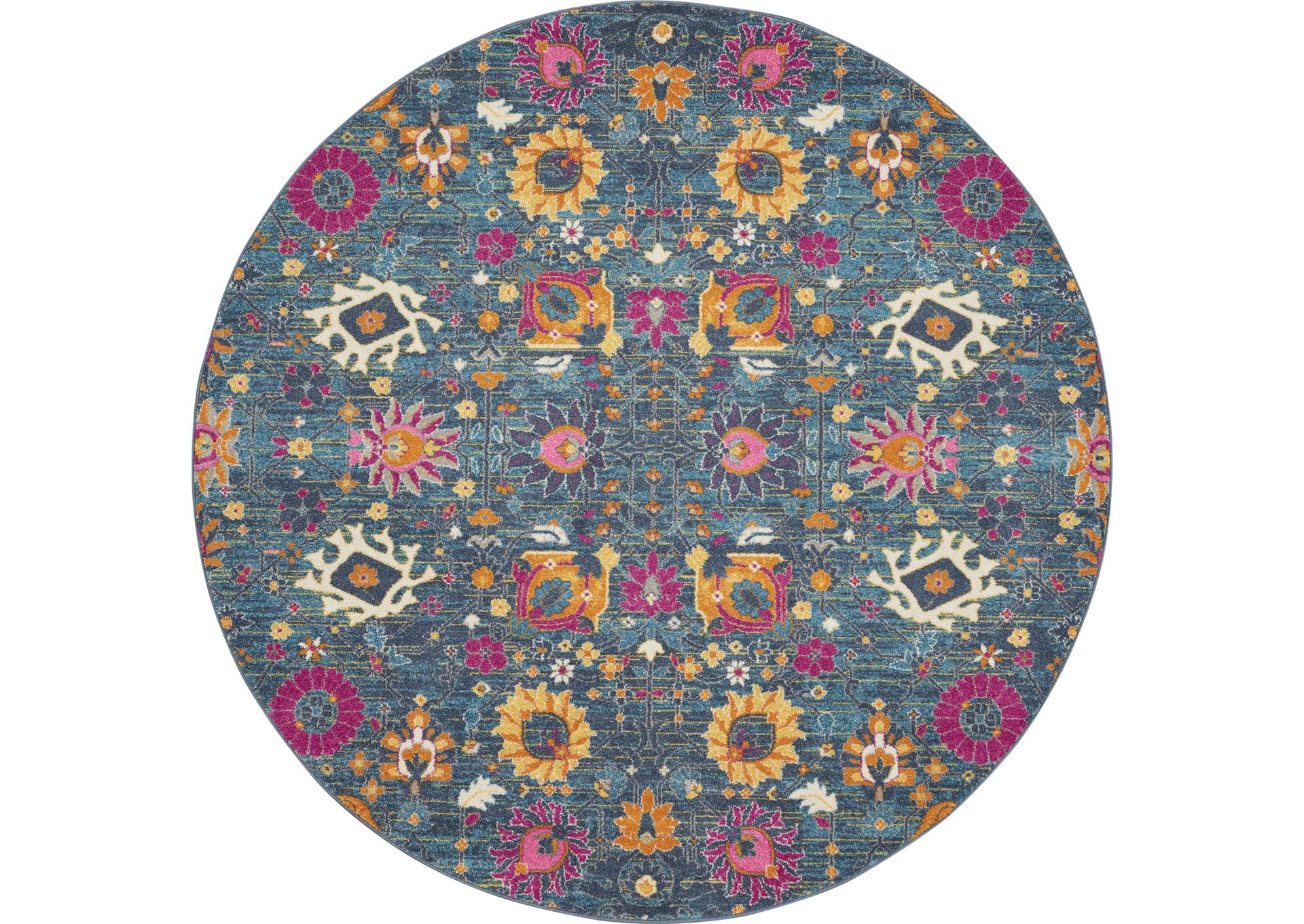 Nourison Passion PSN01 Blue Multicolor 8' Round Hallway Rug,Nourison