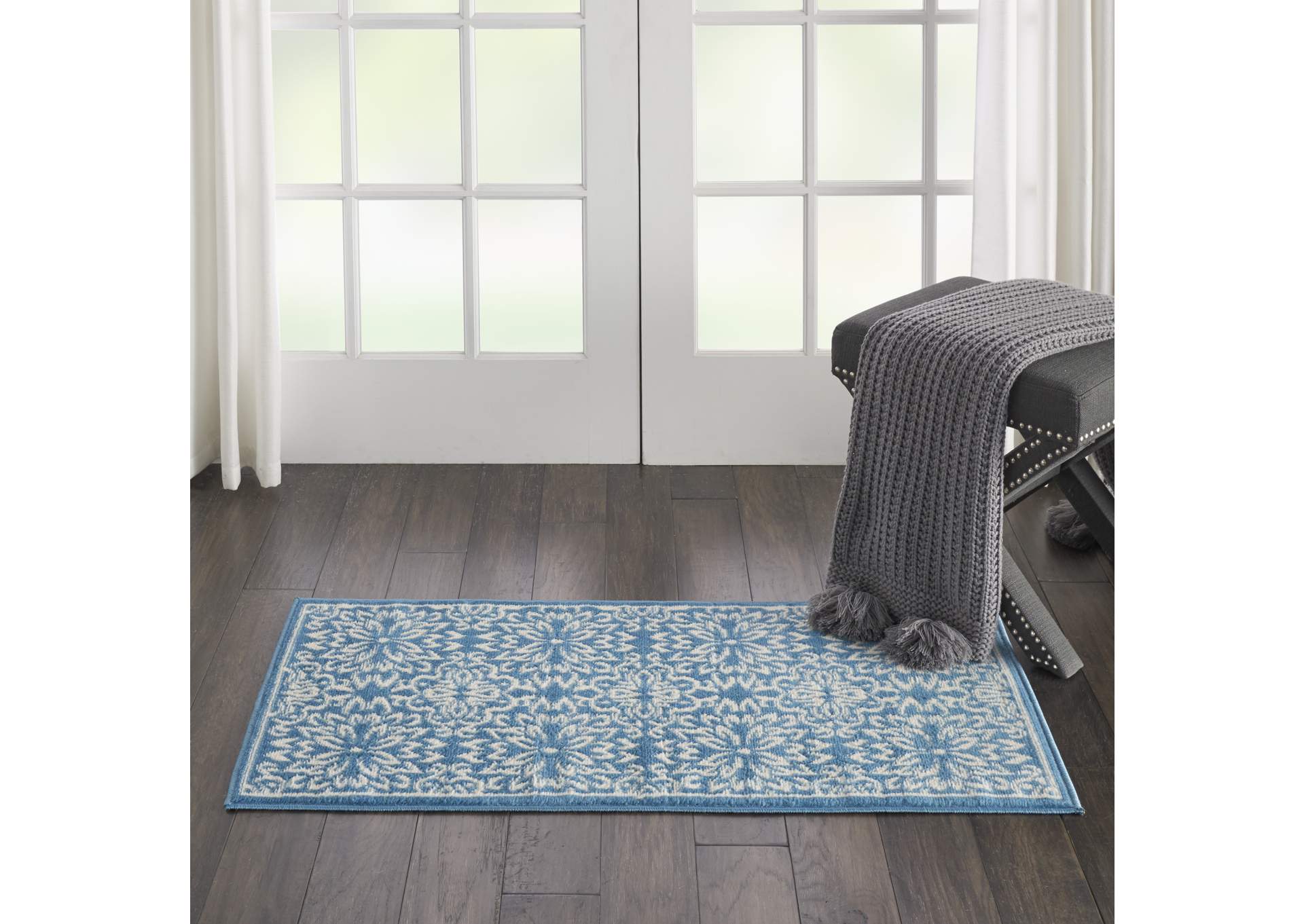 Nourison Jubilant 2' x 4' Ivory Blue Transitional Area Rug,Nourison