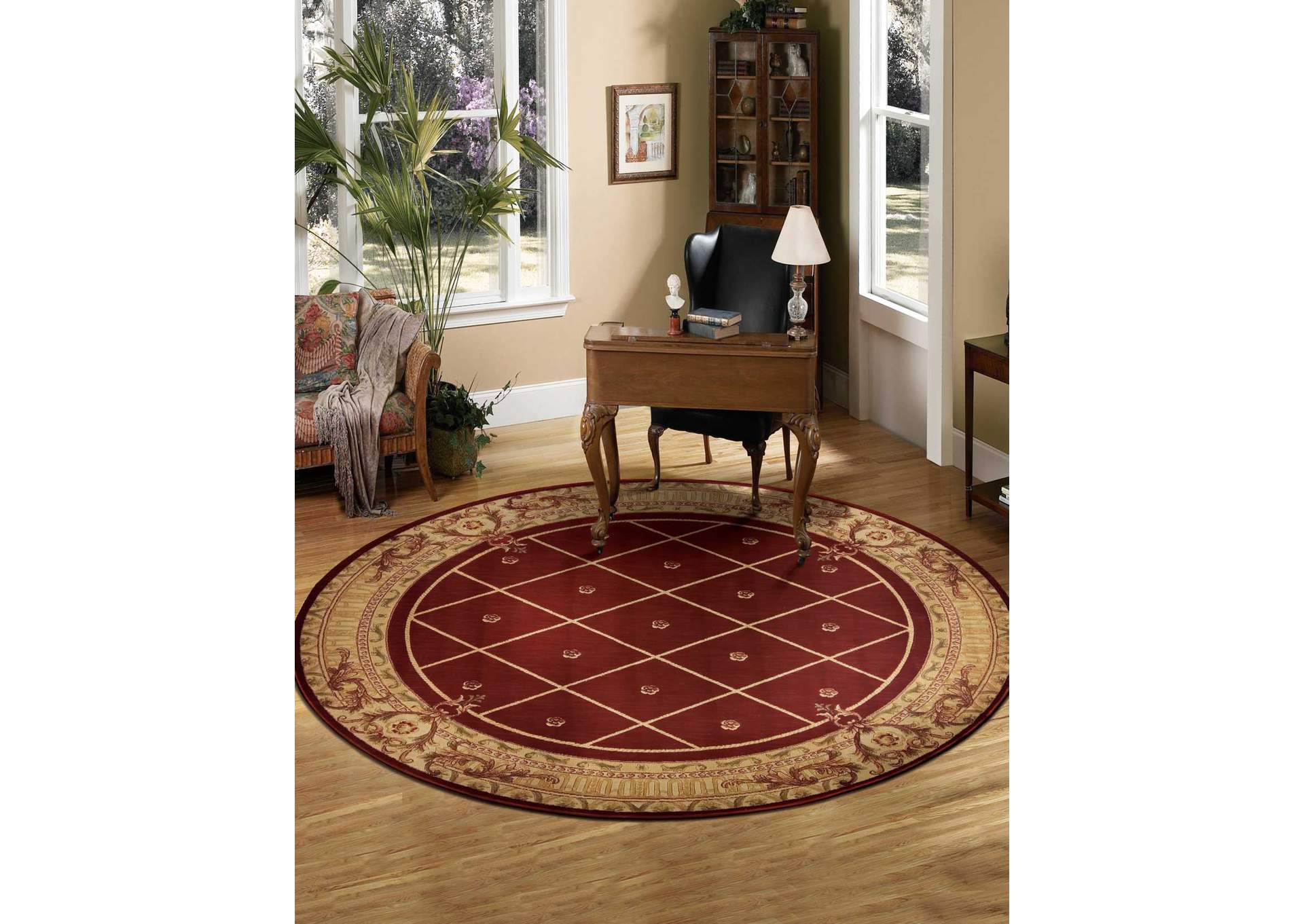 Nourison Ashton House AS03 Red 8' Round Rug,Nourison
